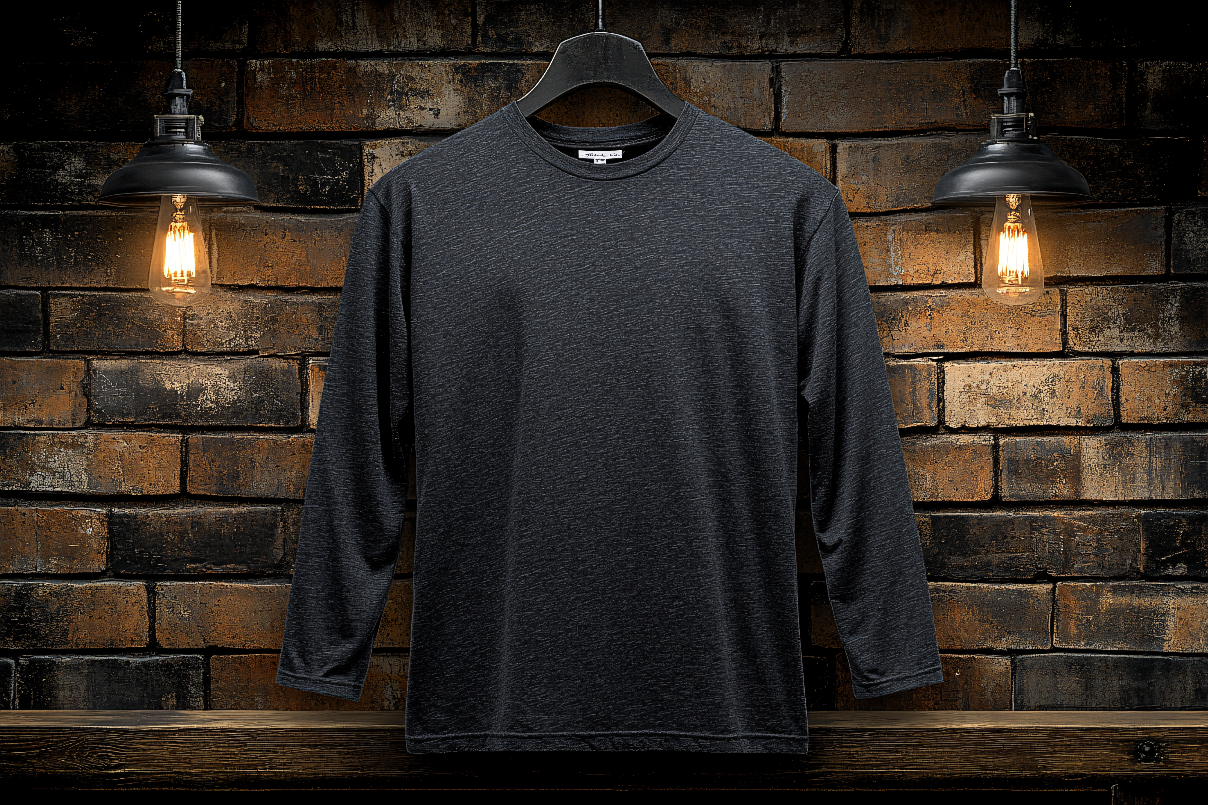 Long Sleeve T-Shirt Mockup on Brick Wall