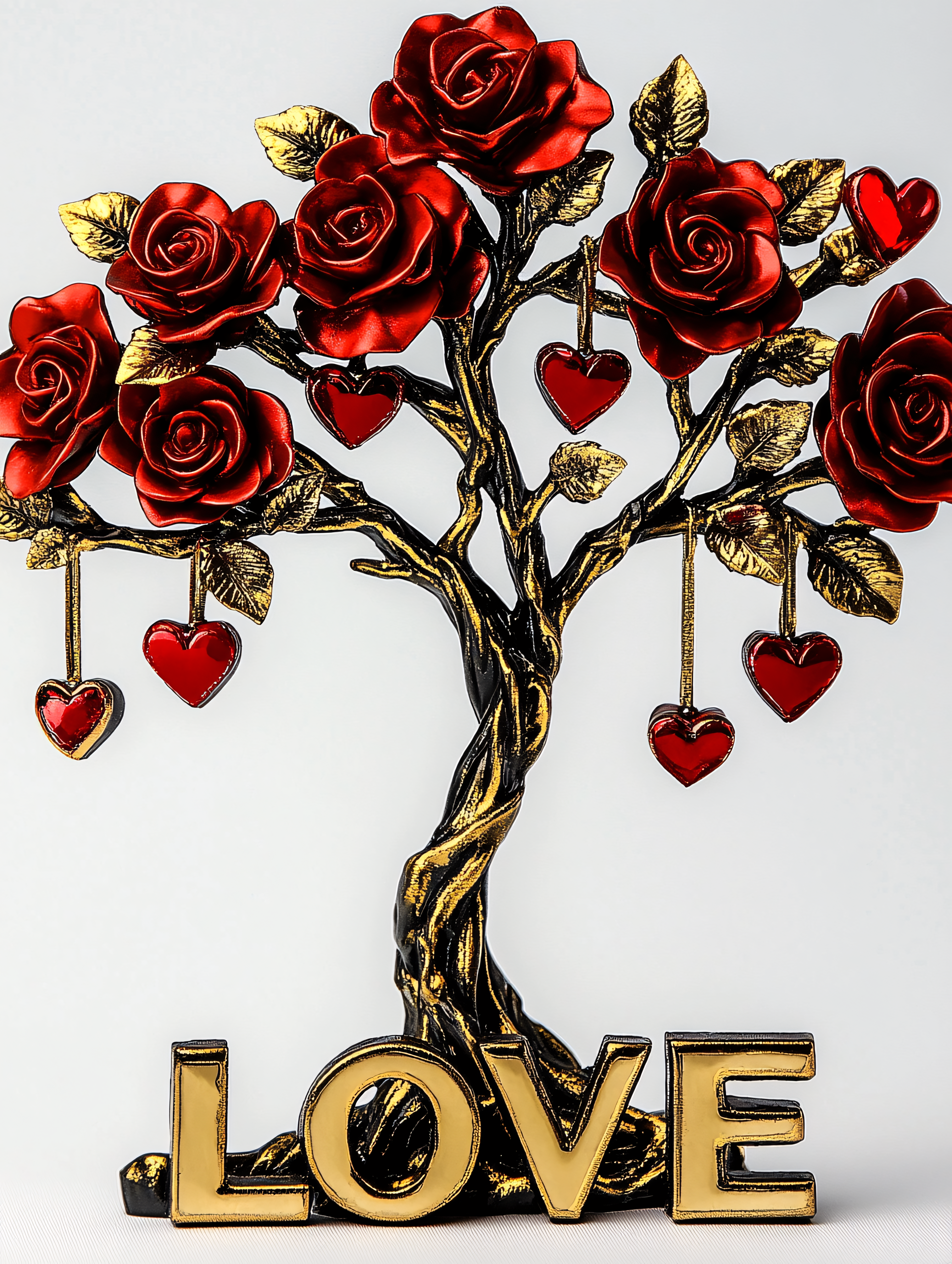 Love Tree With Roses And Hearts