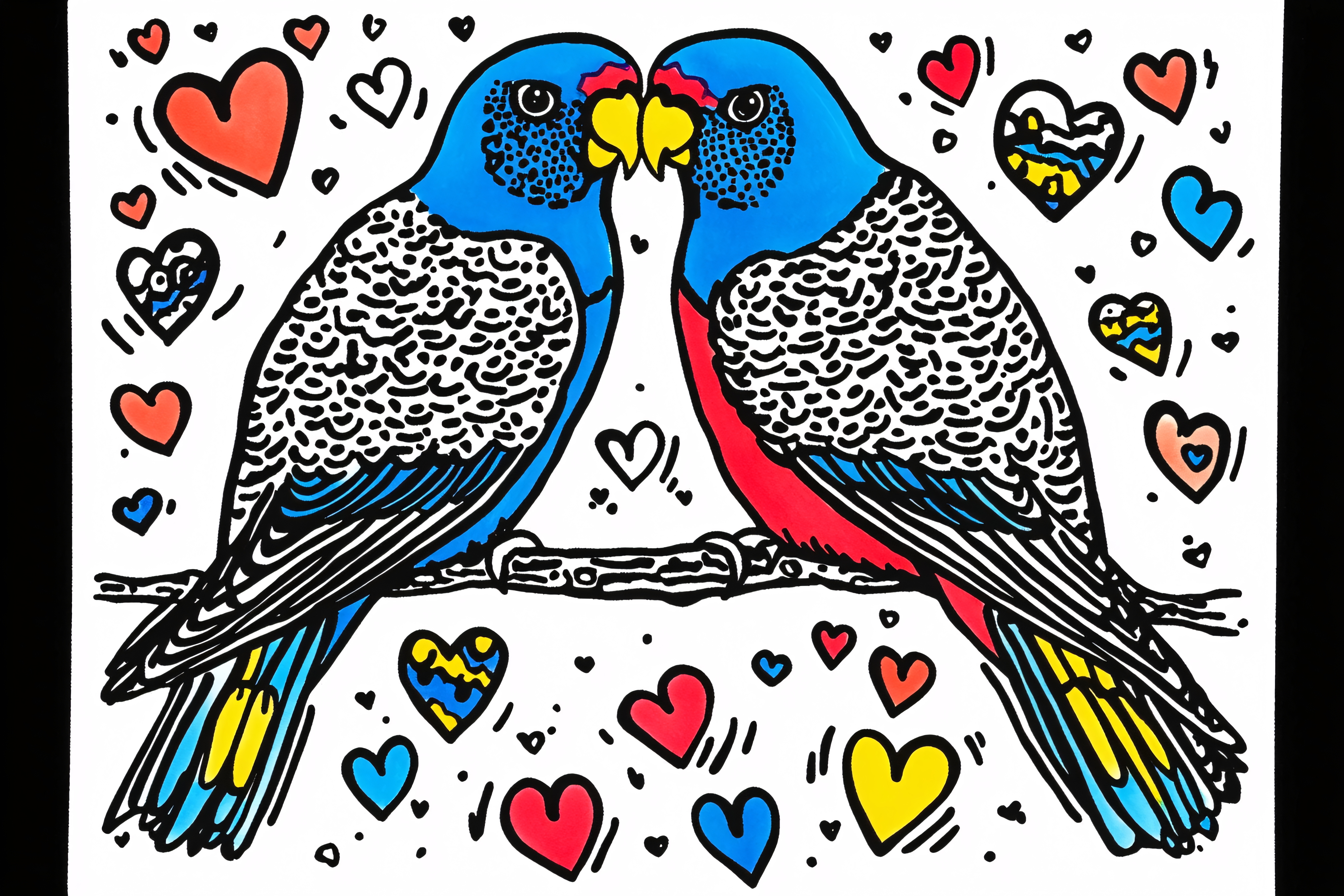 Loving Birds with Hearts