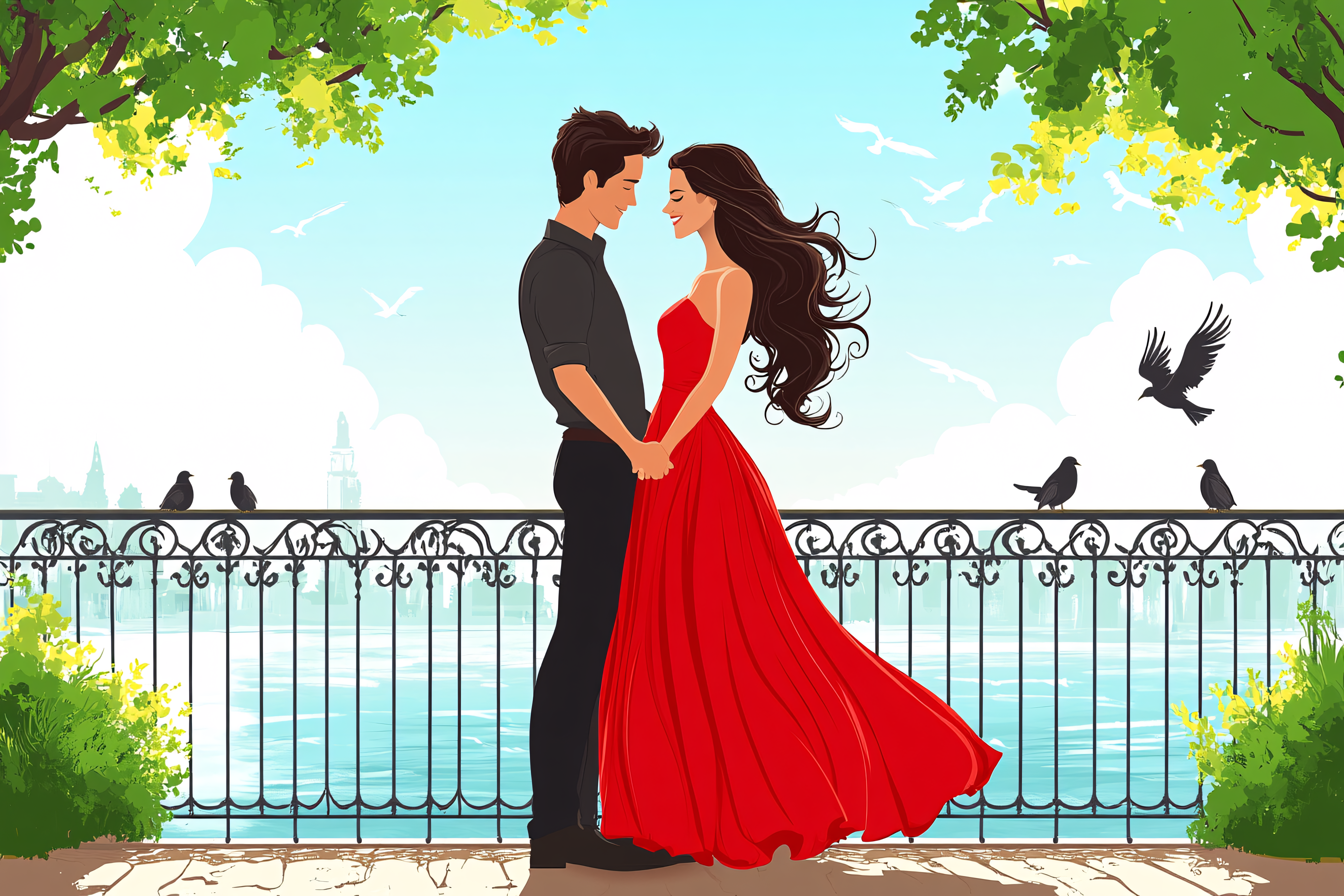 Loving Couple on Balcony