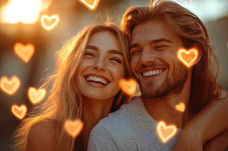 Loving Couple with Heart Bokeh