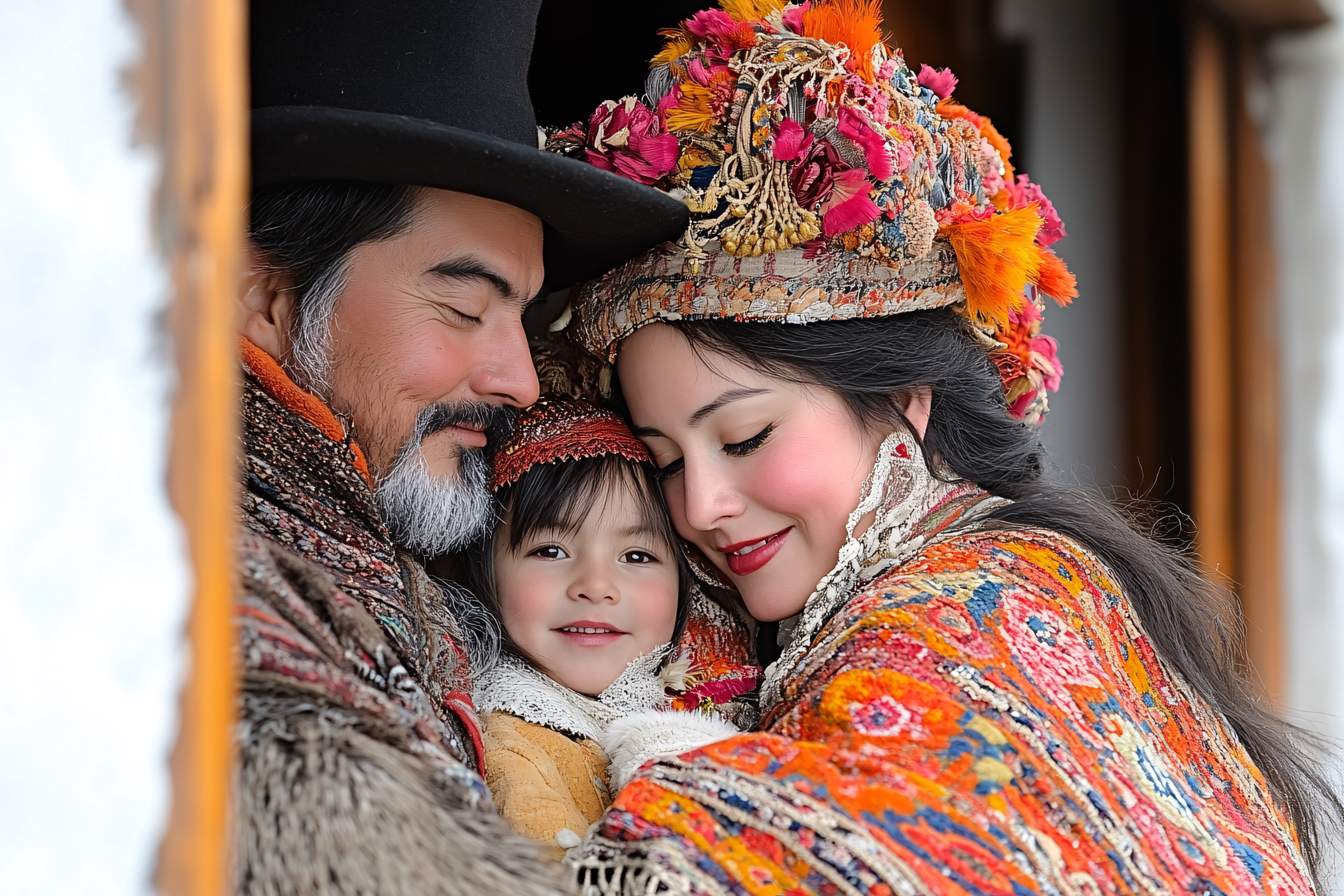 Loving Family Portrait In Traditional Attire