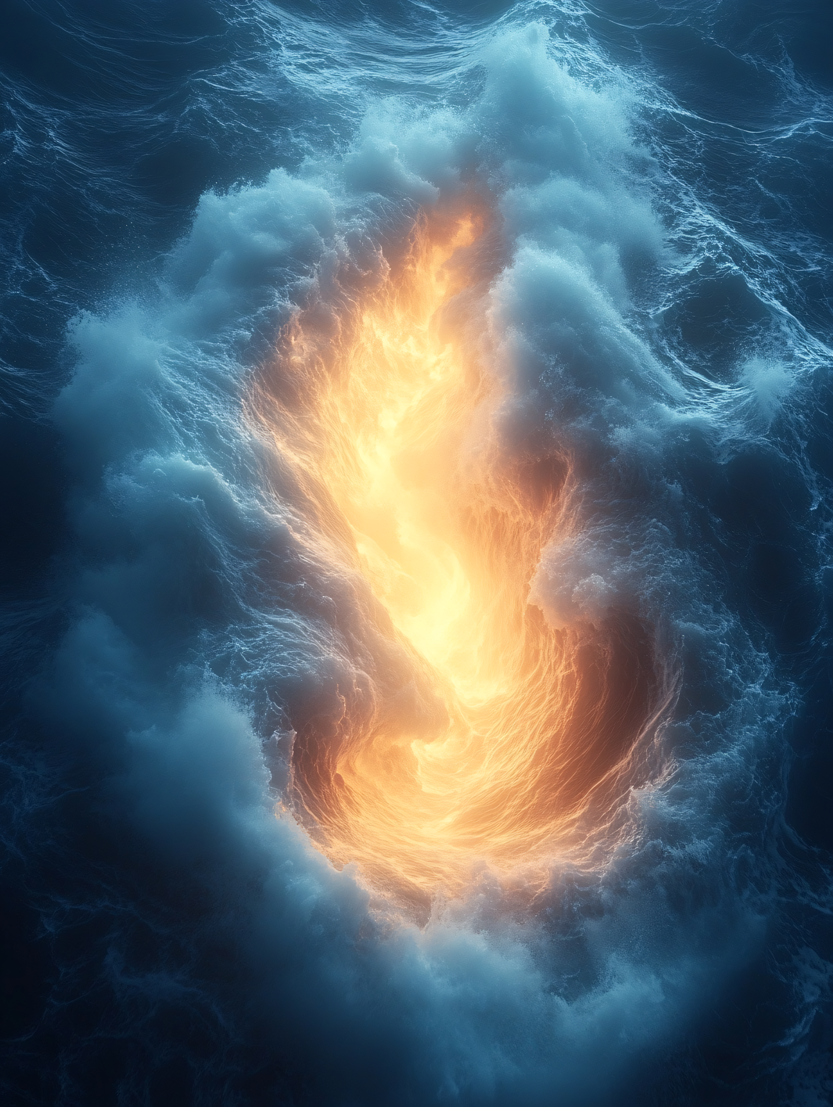 Luminous Vortex Amidst Oceanic Waves