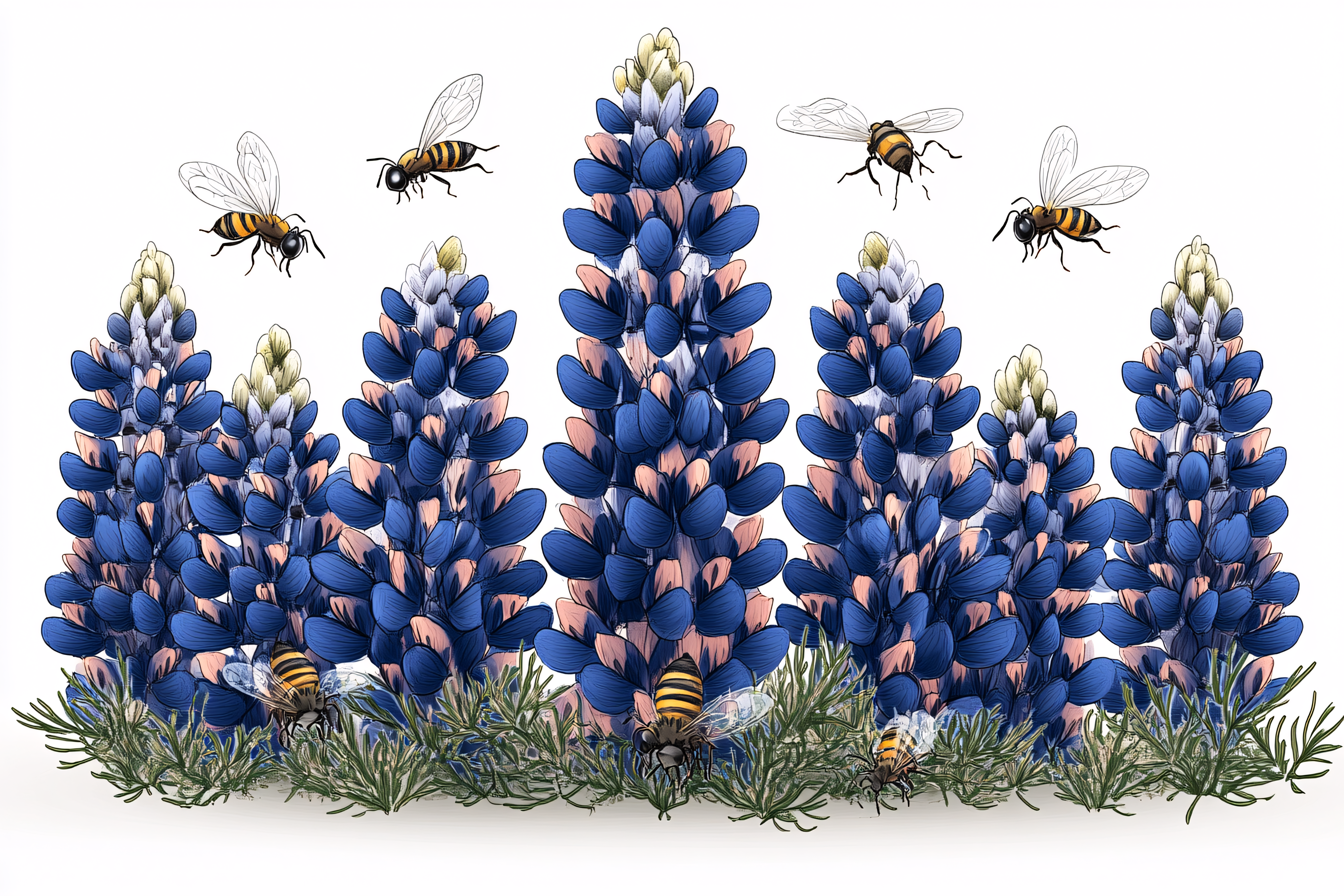 Lupines And Bees