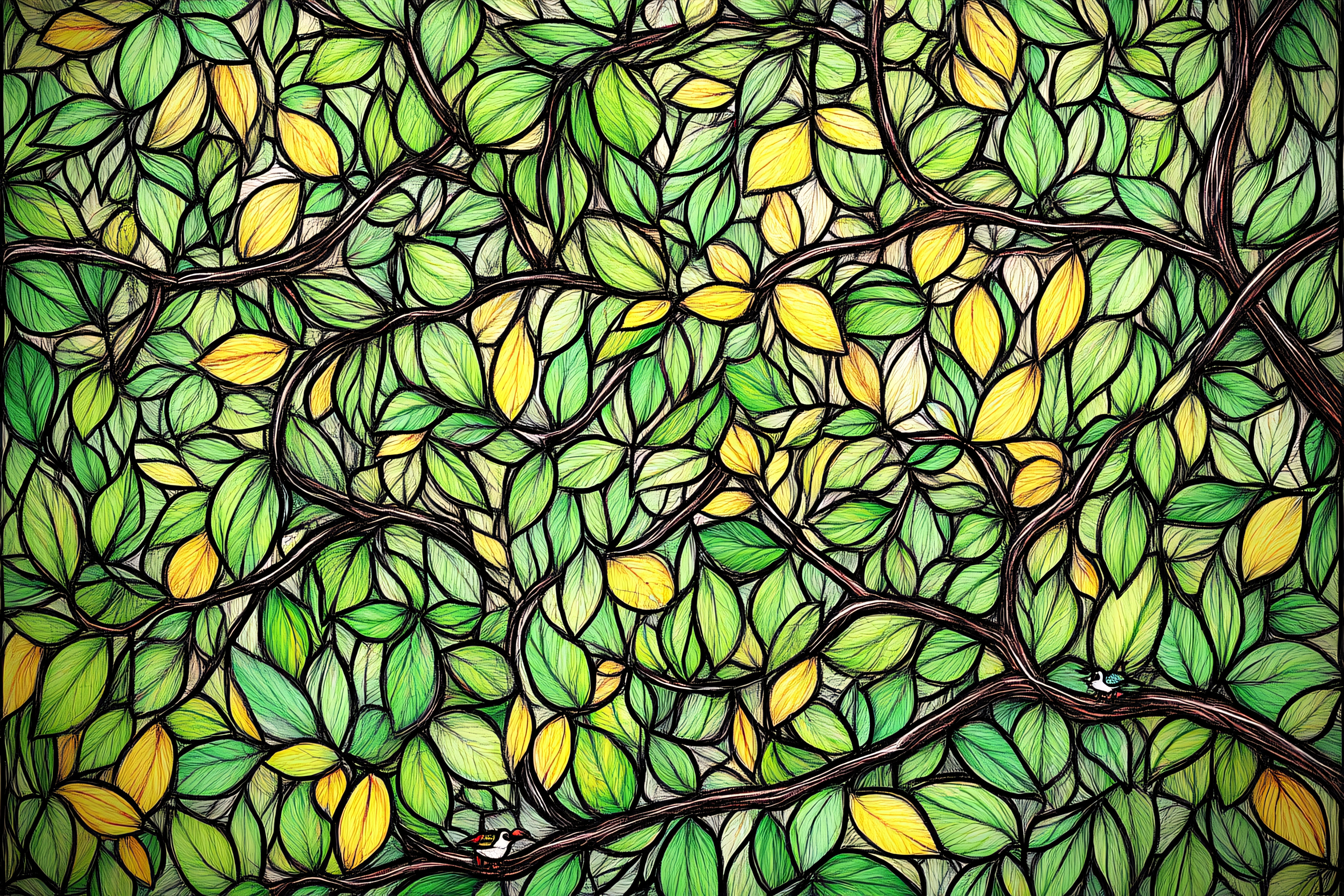 Lush Canopy with Birds
