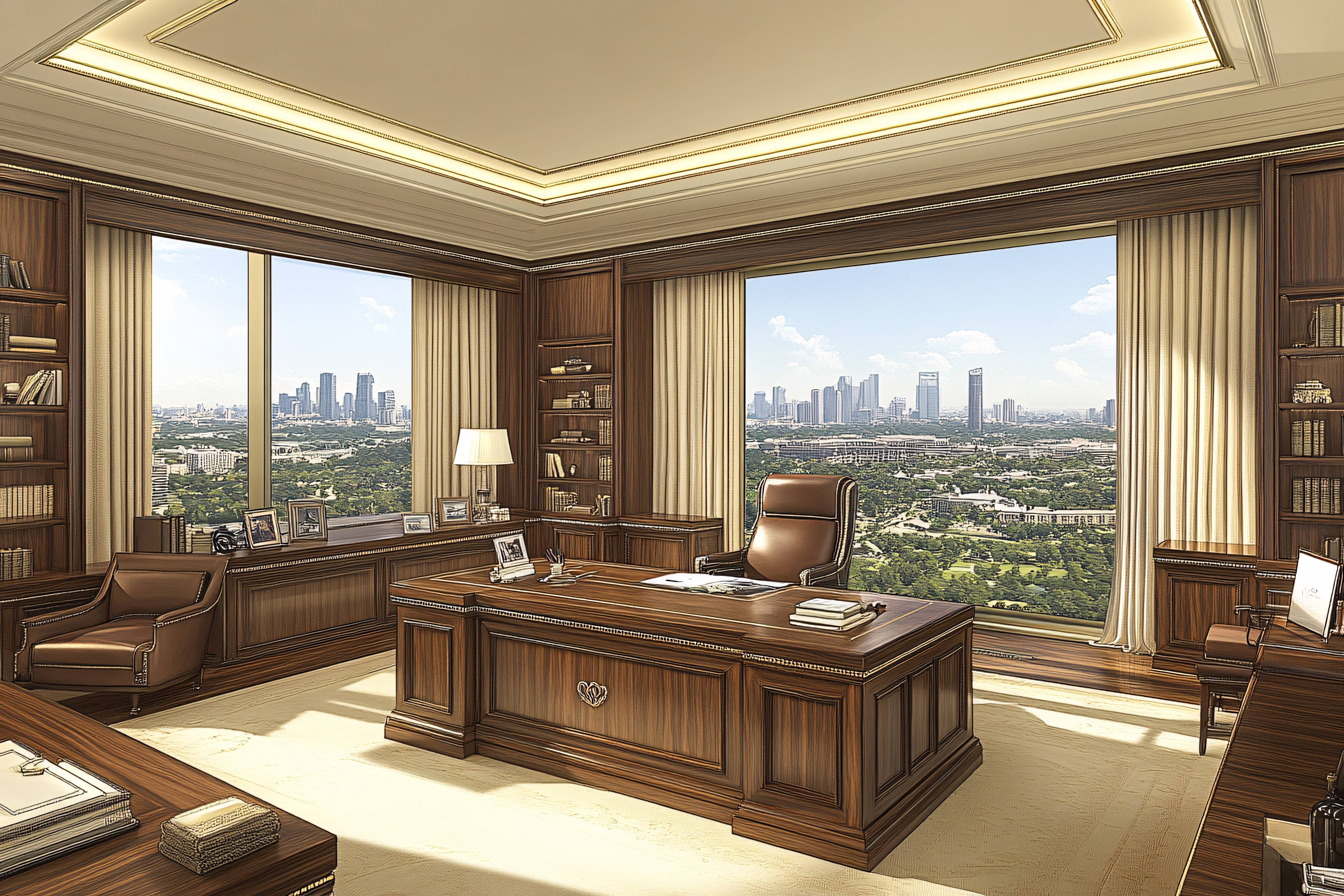 Luxurious Corner Office With City View