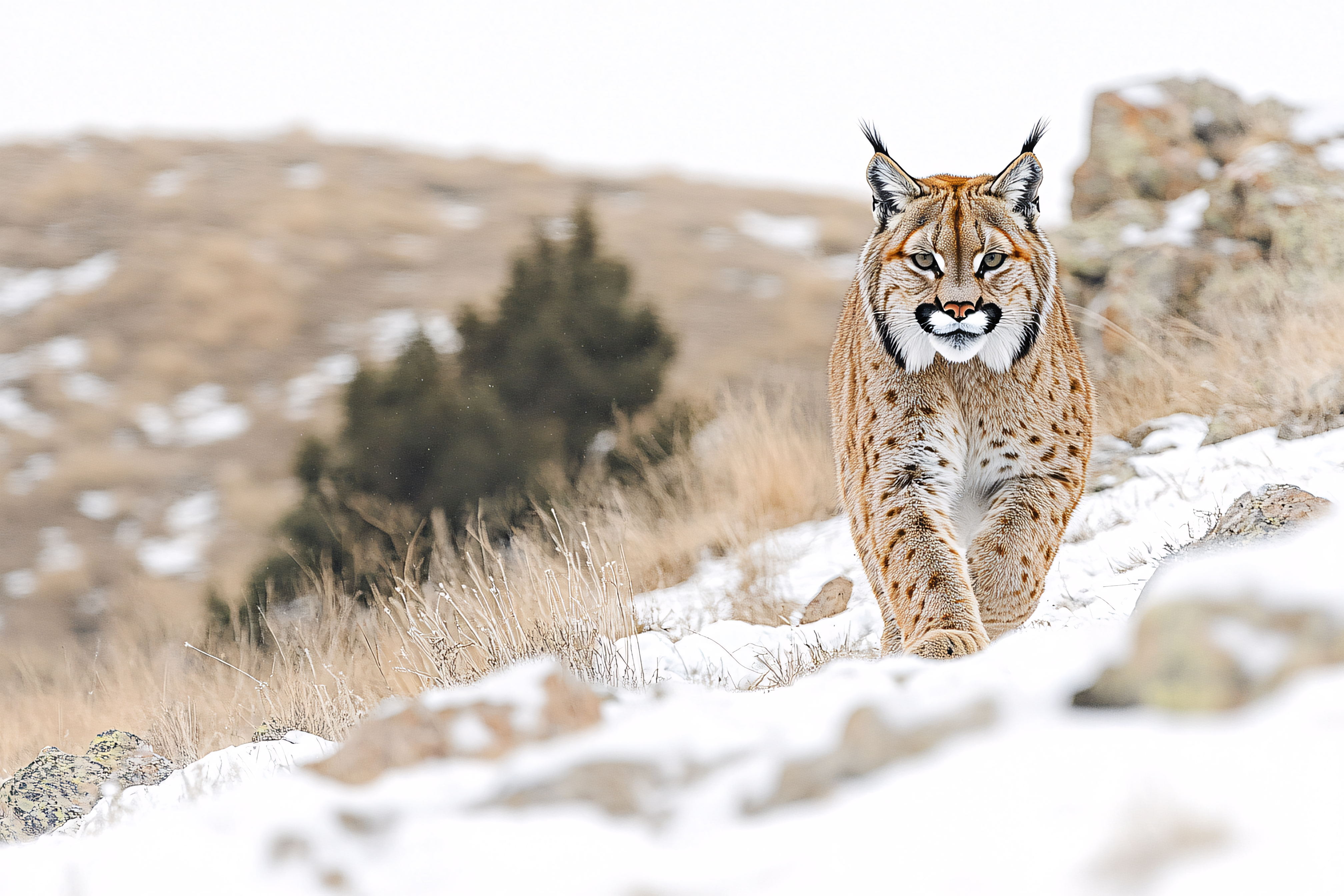 Lynx In Winter Stride