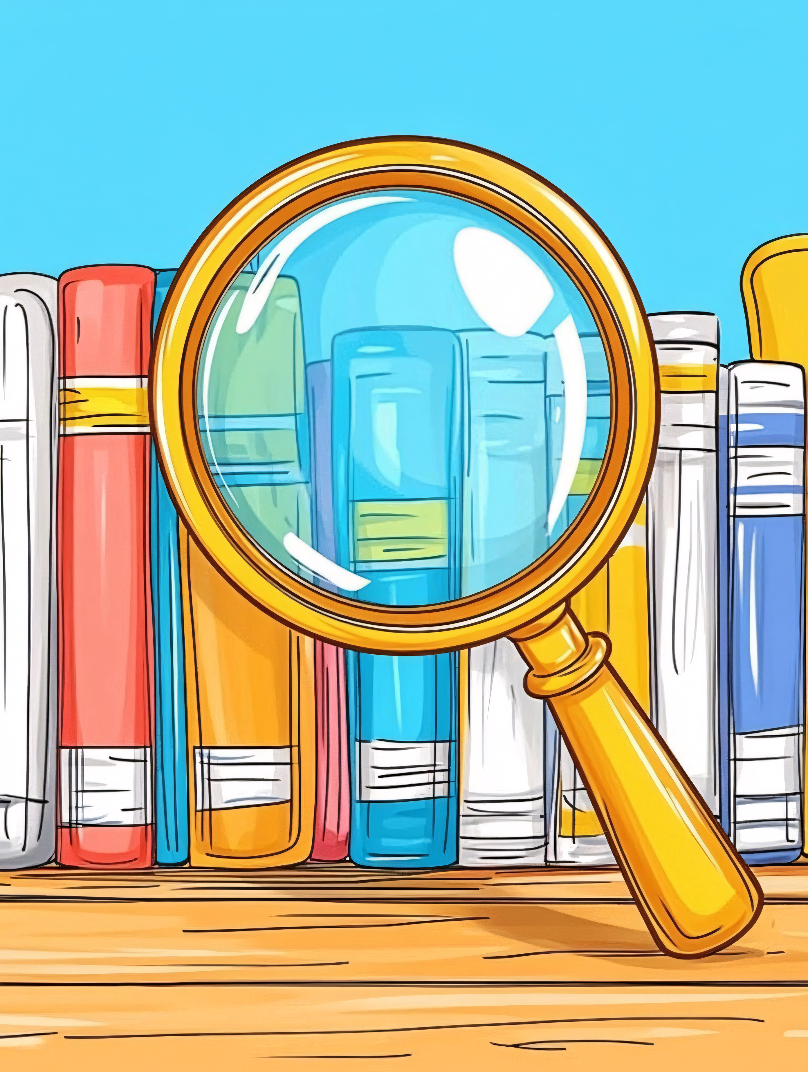 Magnifying Glass Over Books