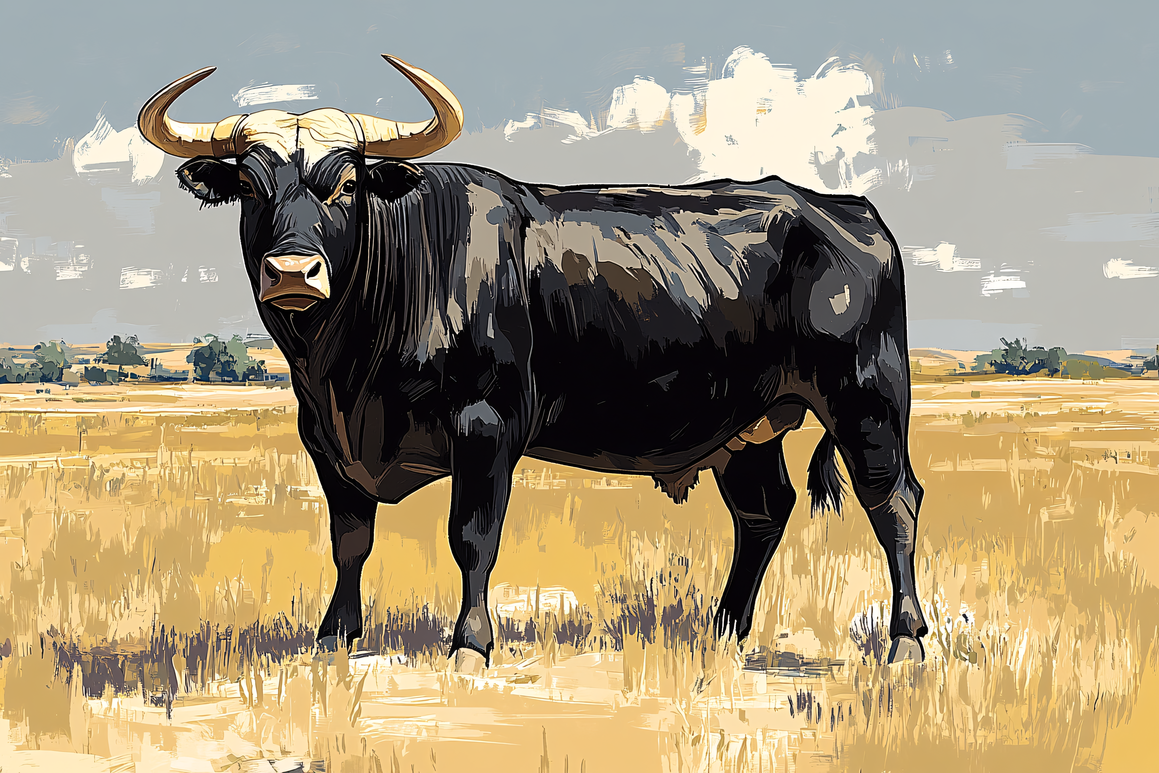 Majestic Bull in Field