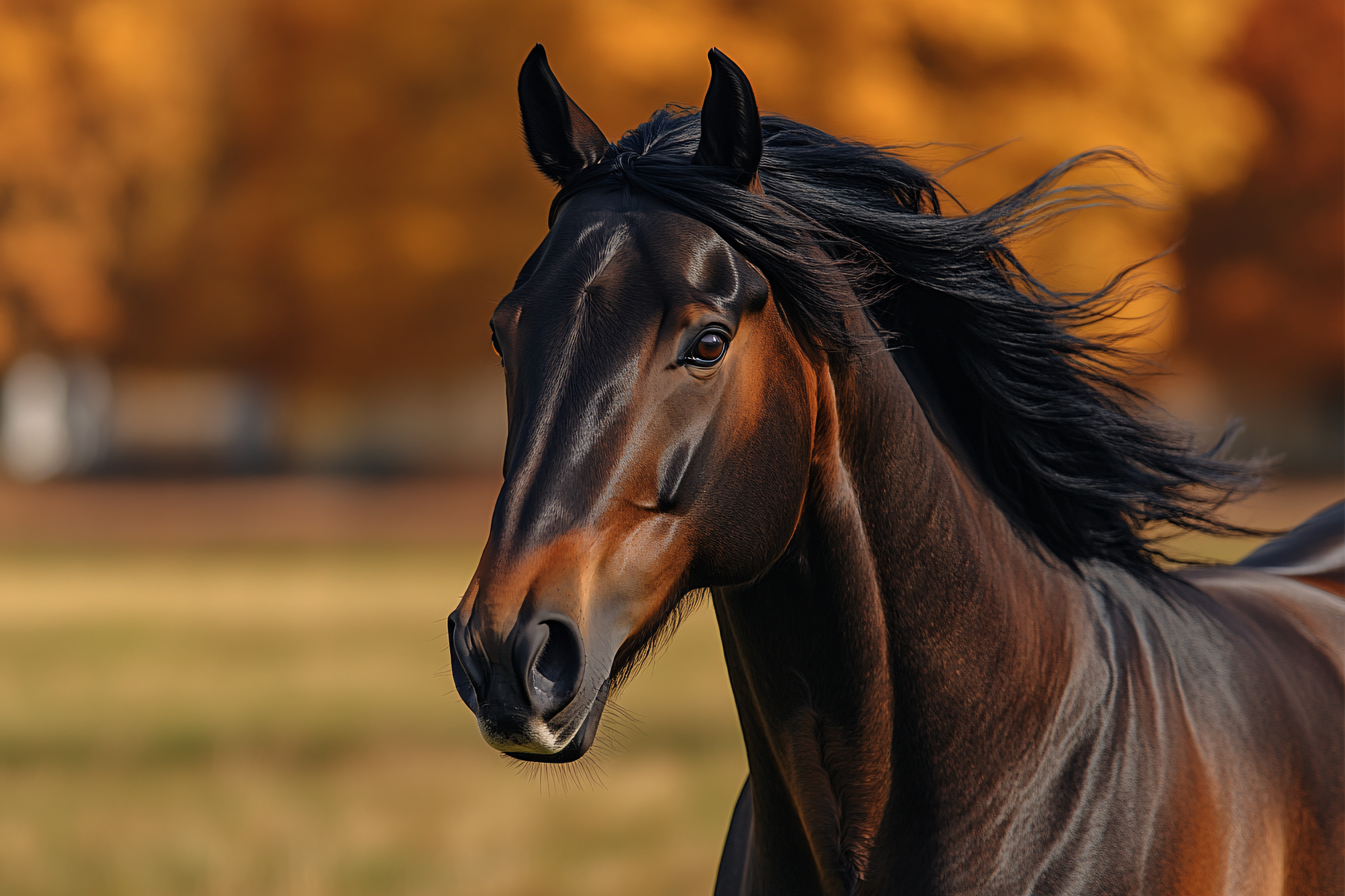 Majestic Dark Bay Horse Portrait