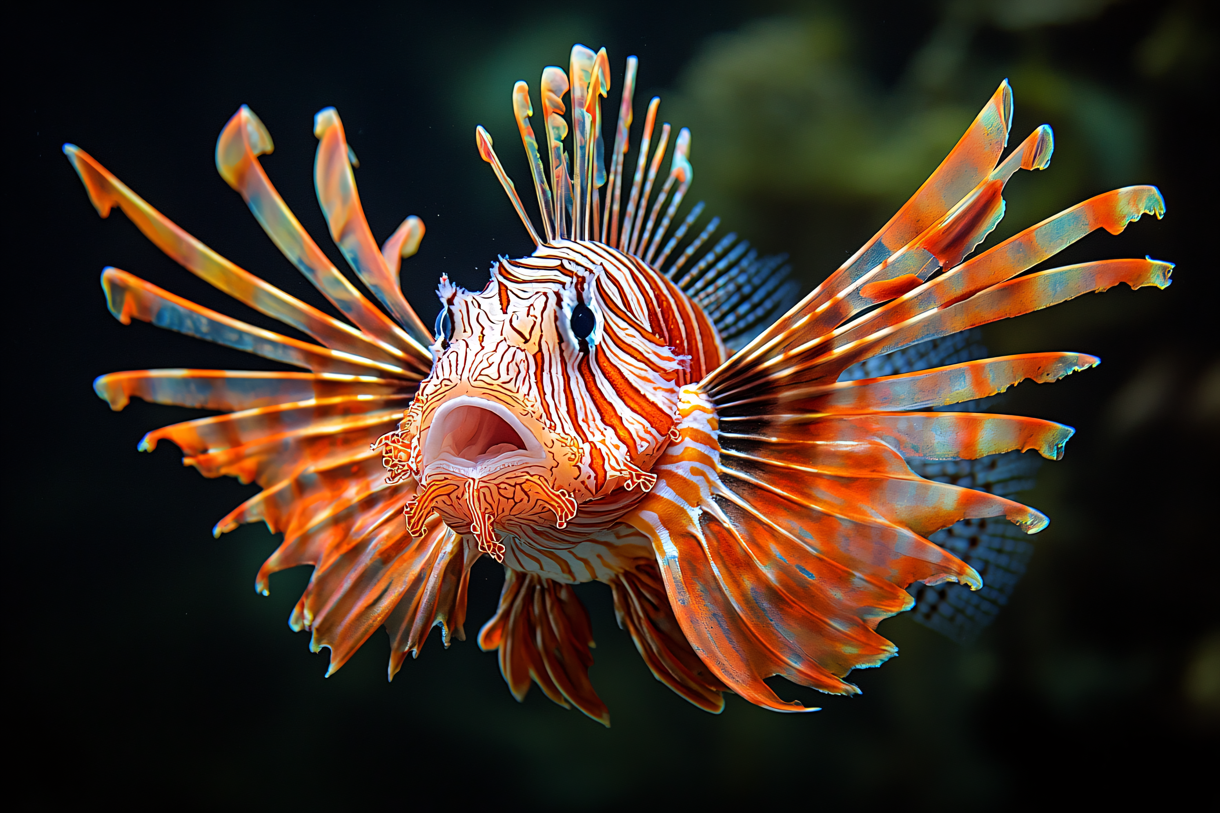Majestic Lionfish Displaying Fins
