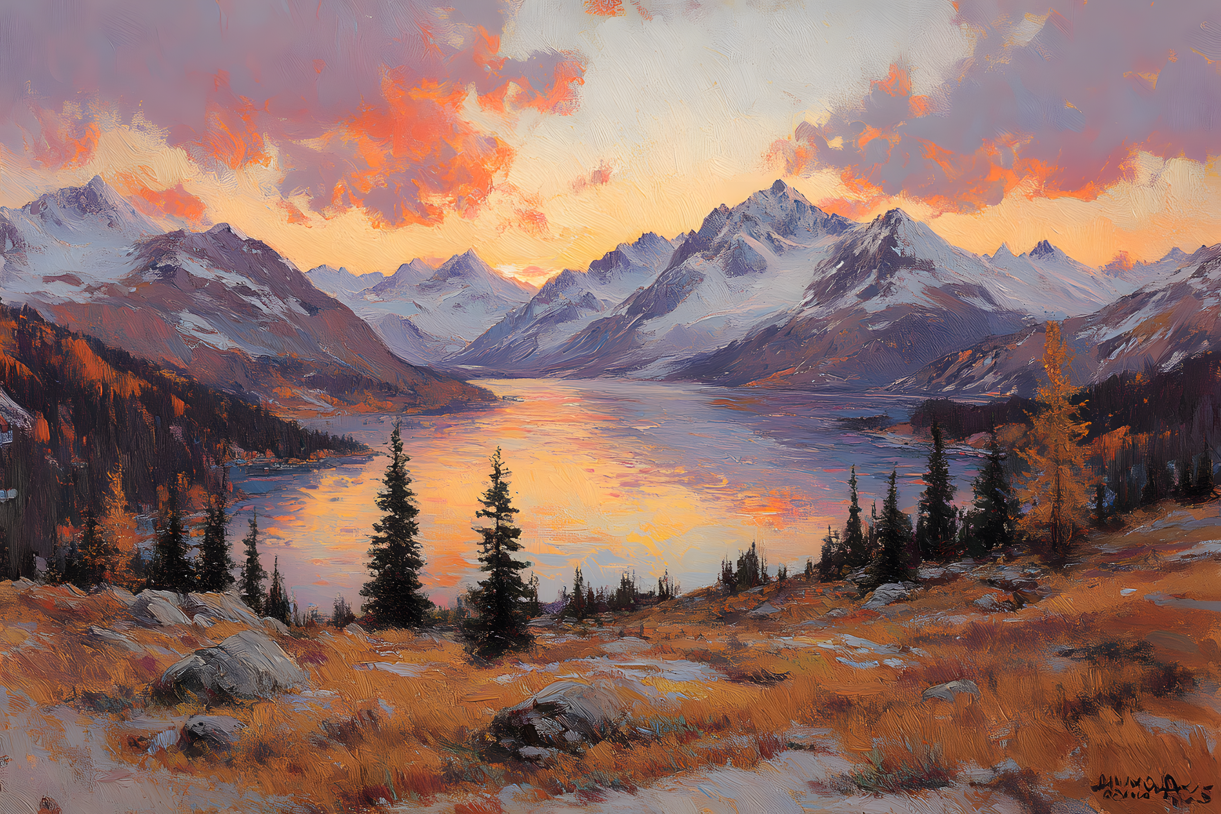 Majestic Mountain Lake at Sunset