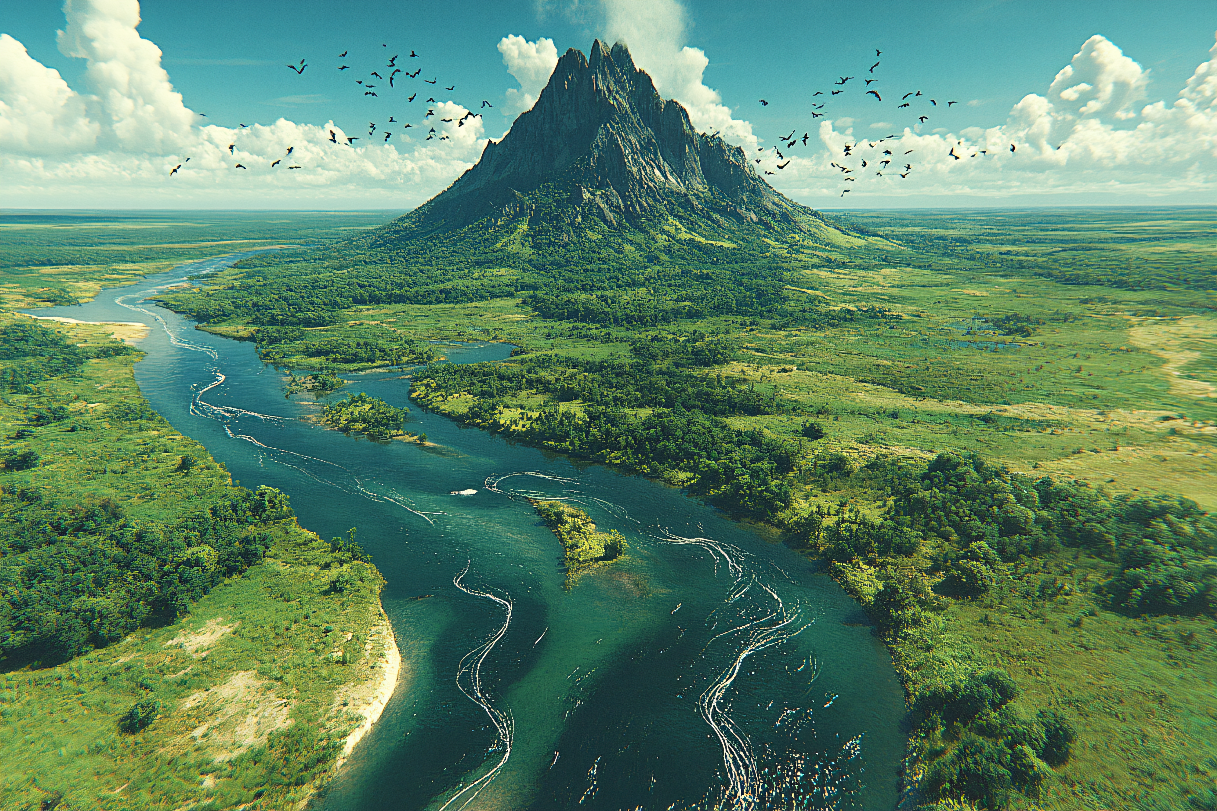 Majestic Mountain Landscape with River