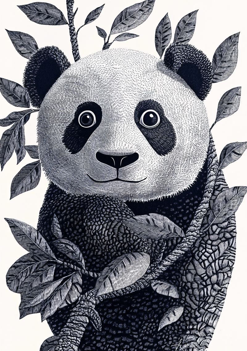 Majestic Panda In Lush Foliage