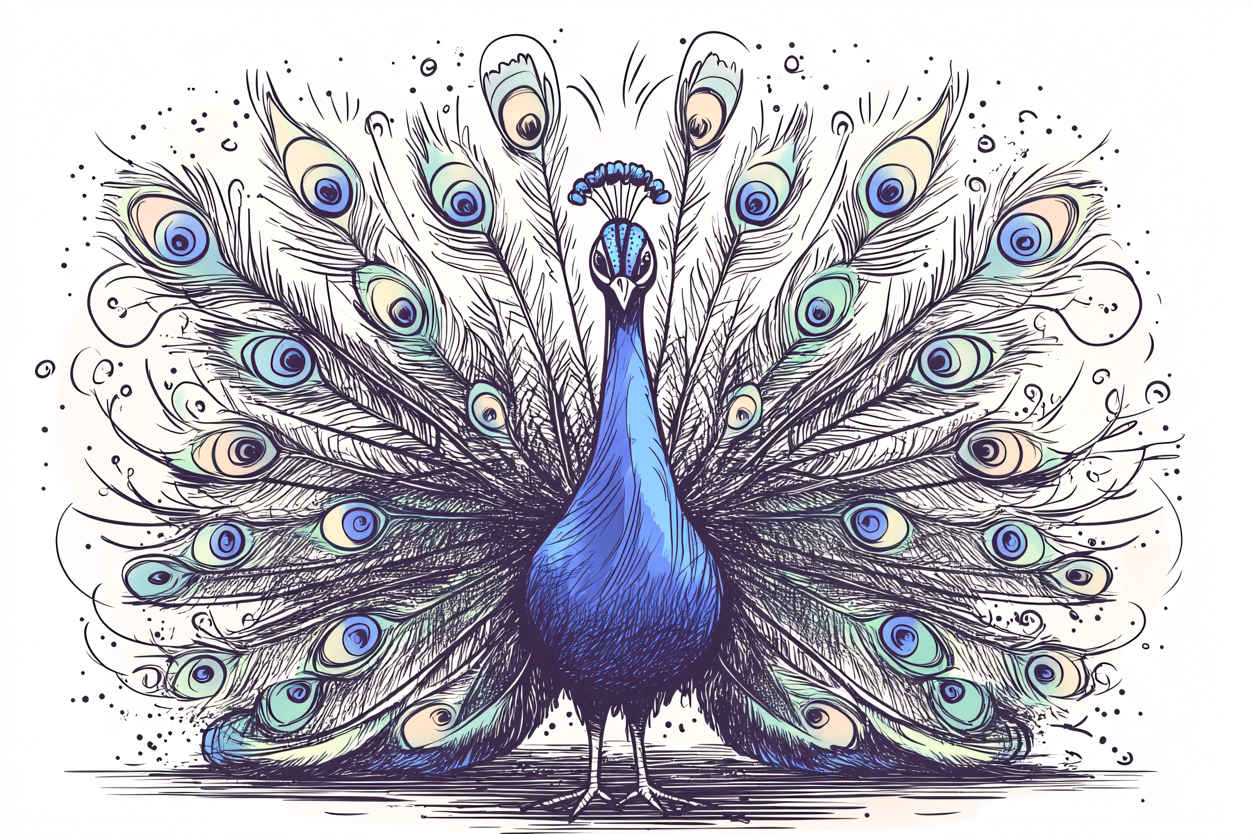 Majestic Peacock Illustration