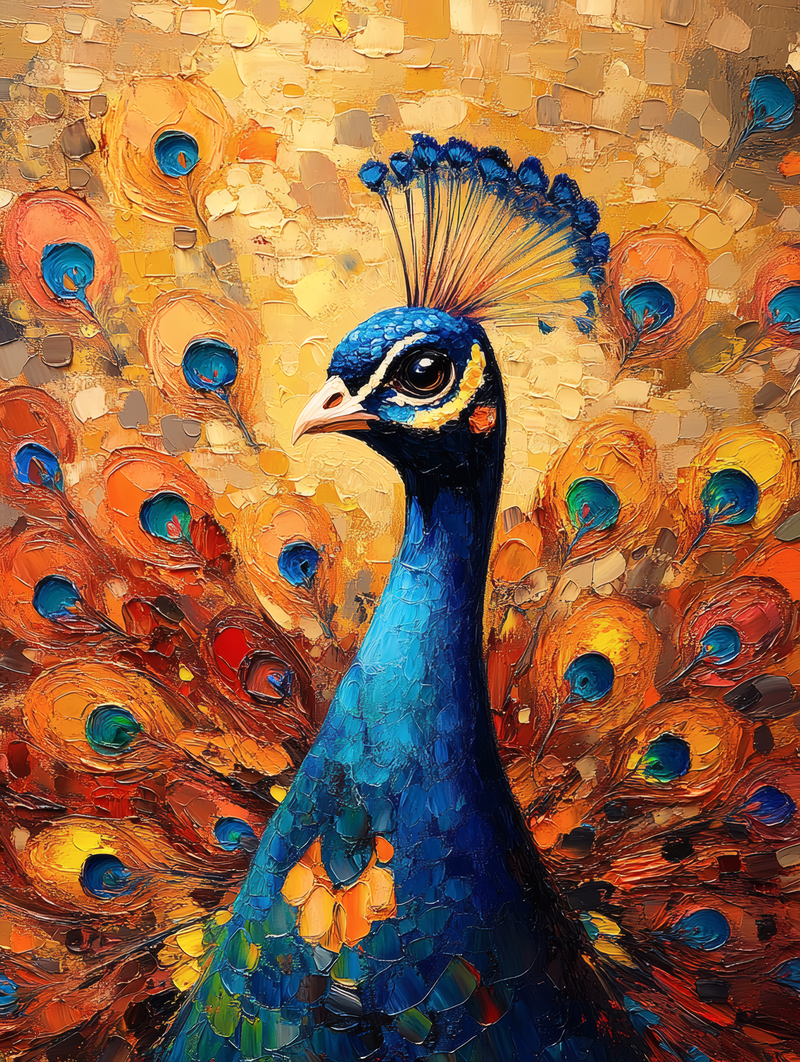 Majestic Peacock Oil Painting