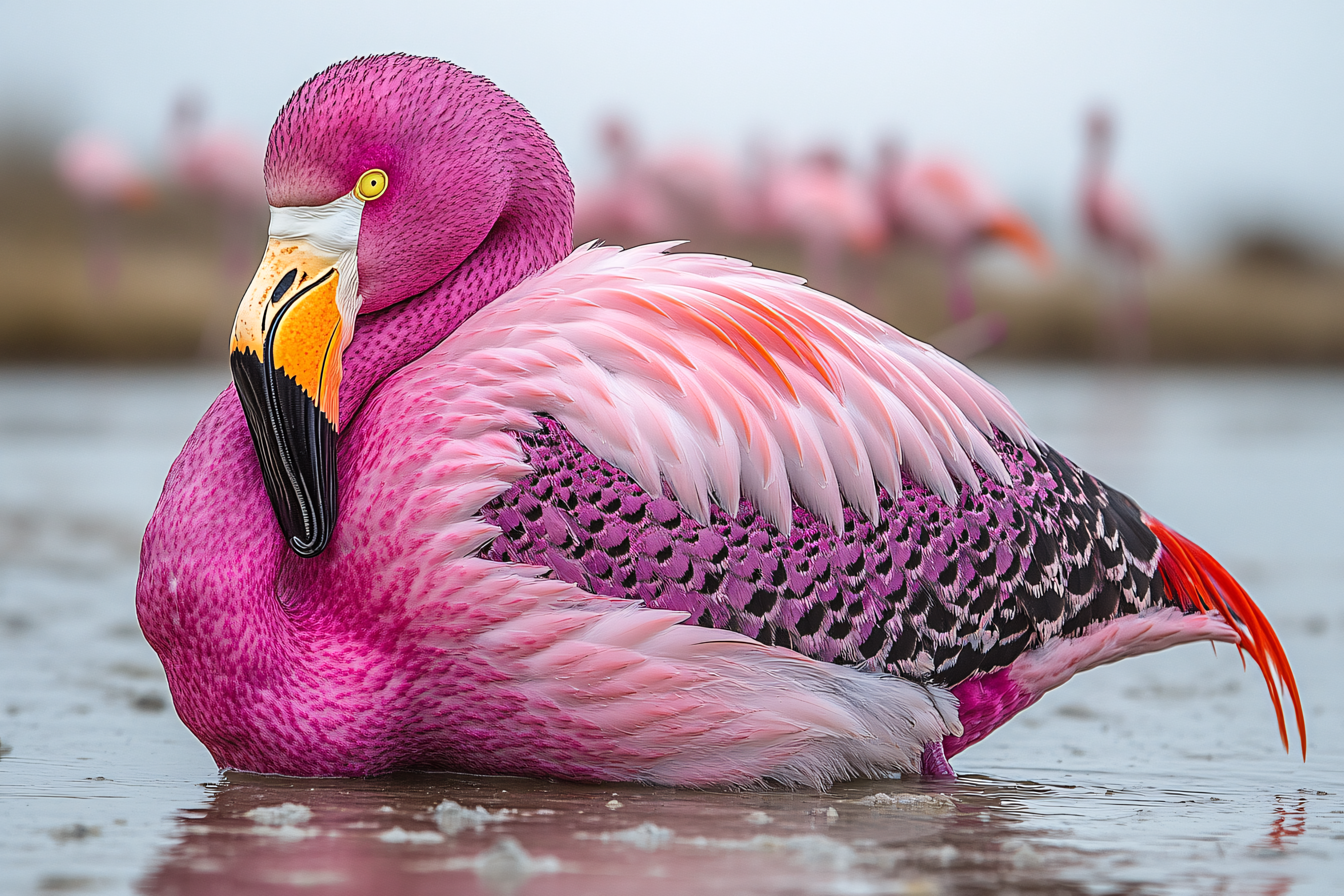 Majestic Pink Flamingo Resting