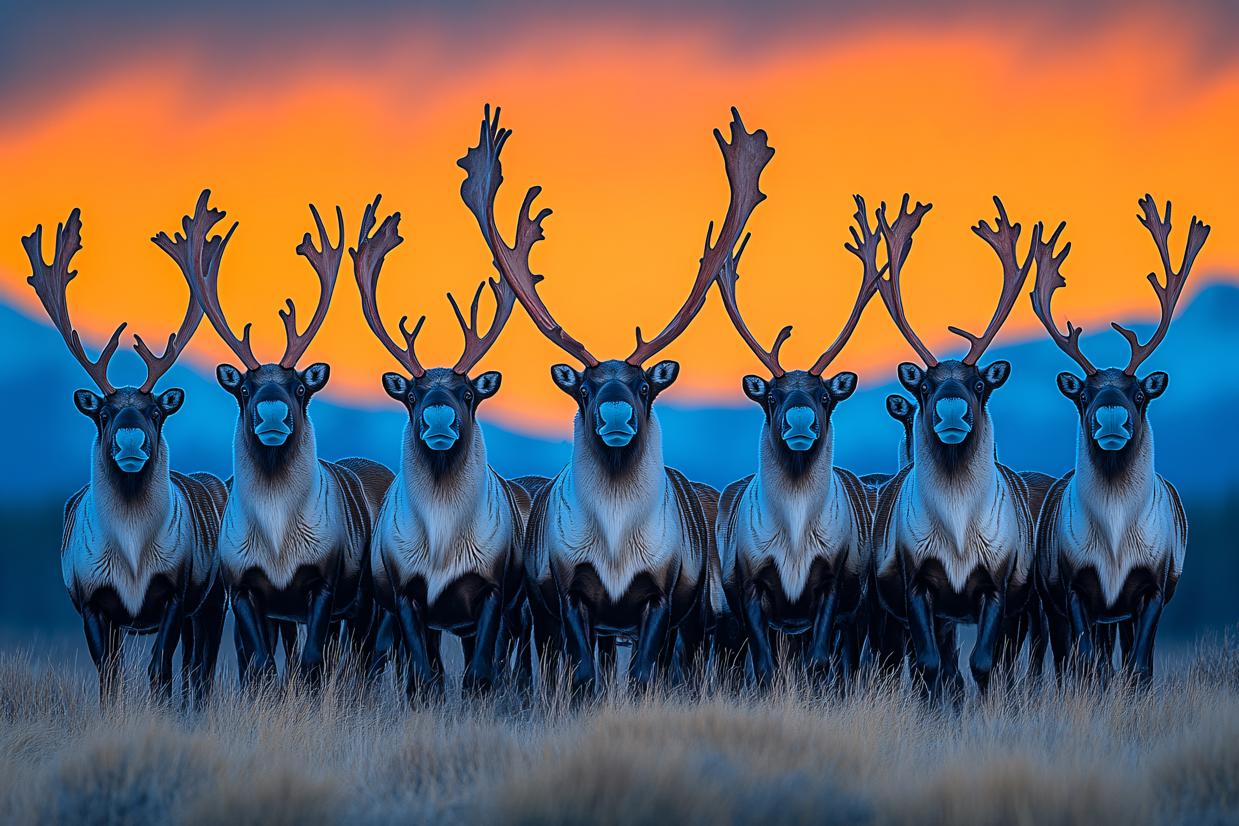 Majestic Reindeer Herd at Twilight