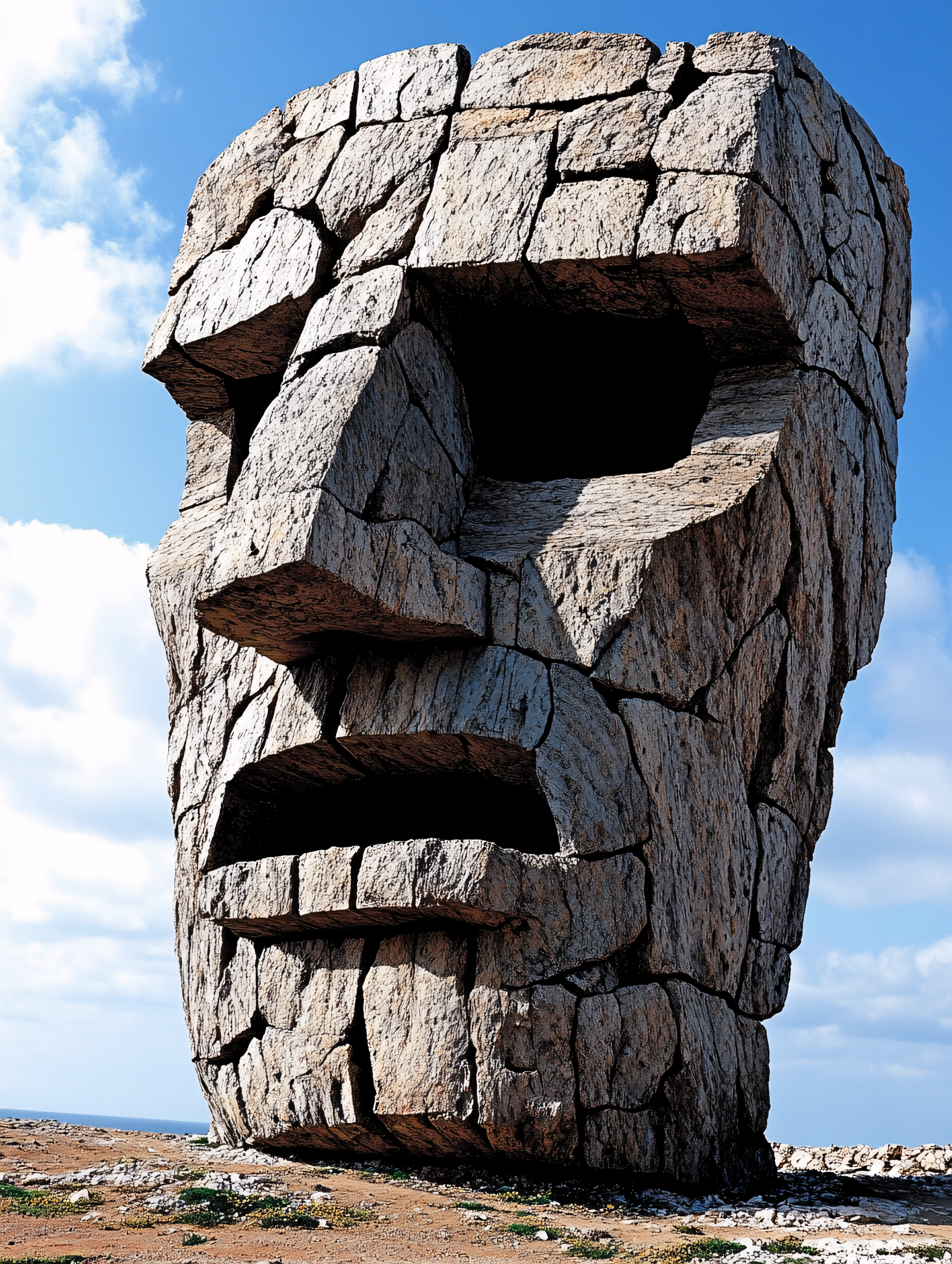 Majestic Stone Head Sculpture