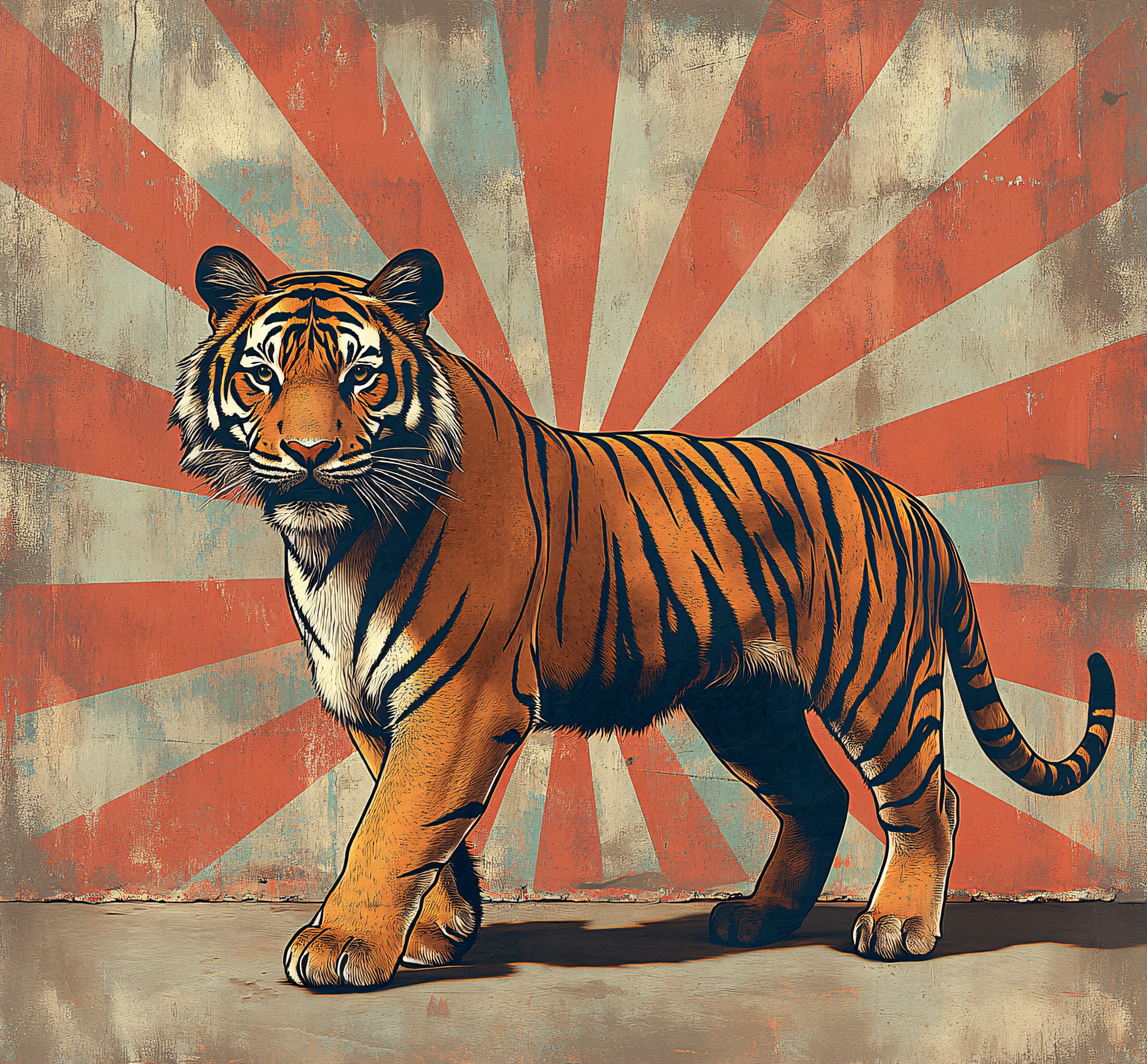 Majestic Tiger Retro Backdrop