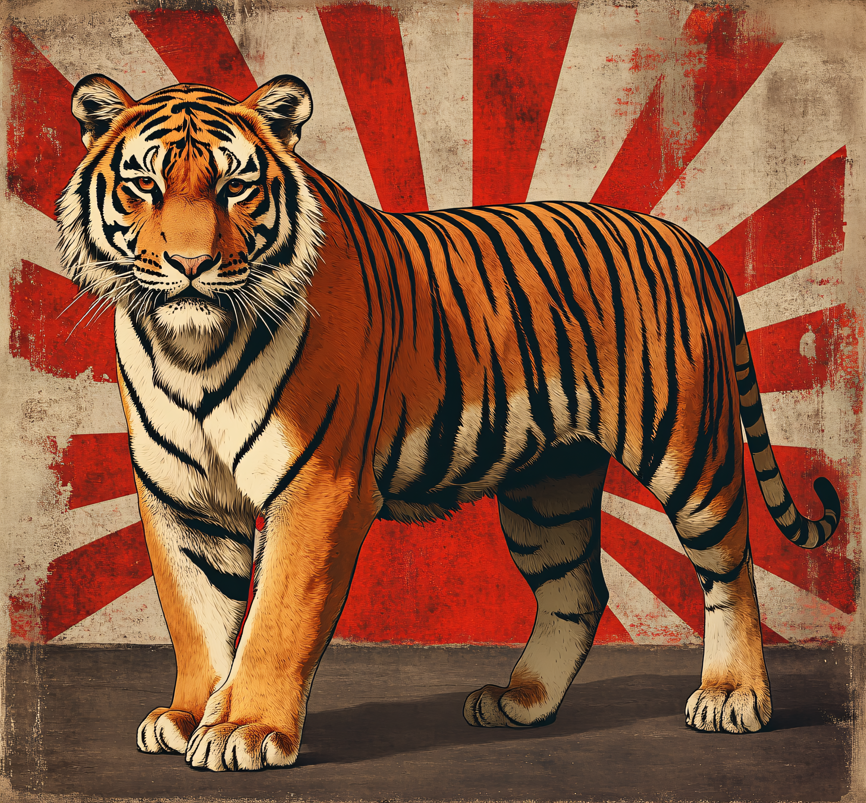 Majestic Tiger with Rising Sun Background