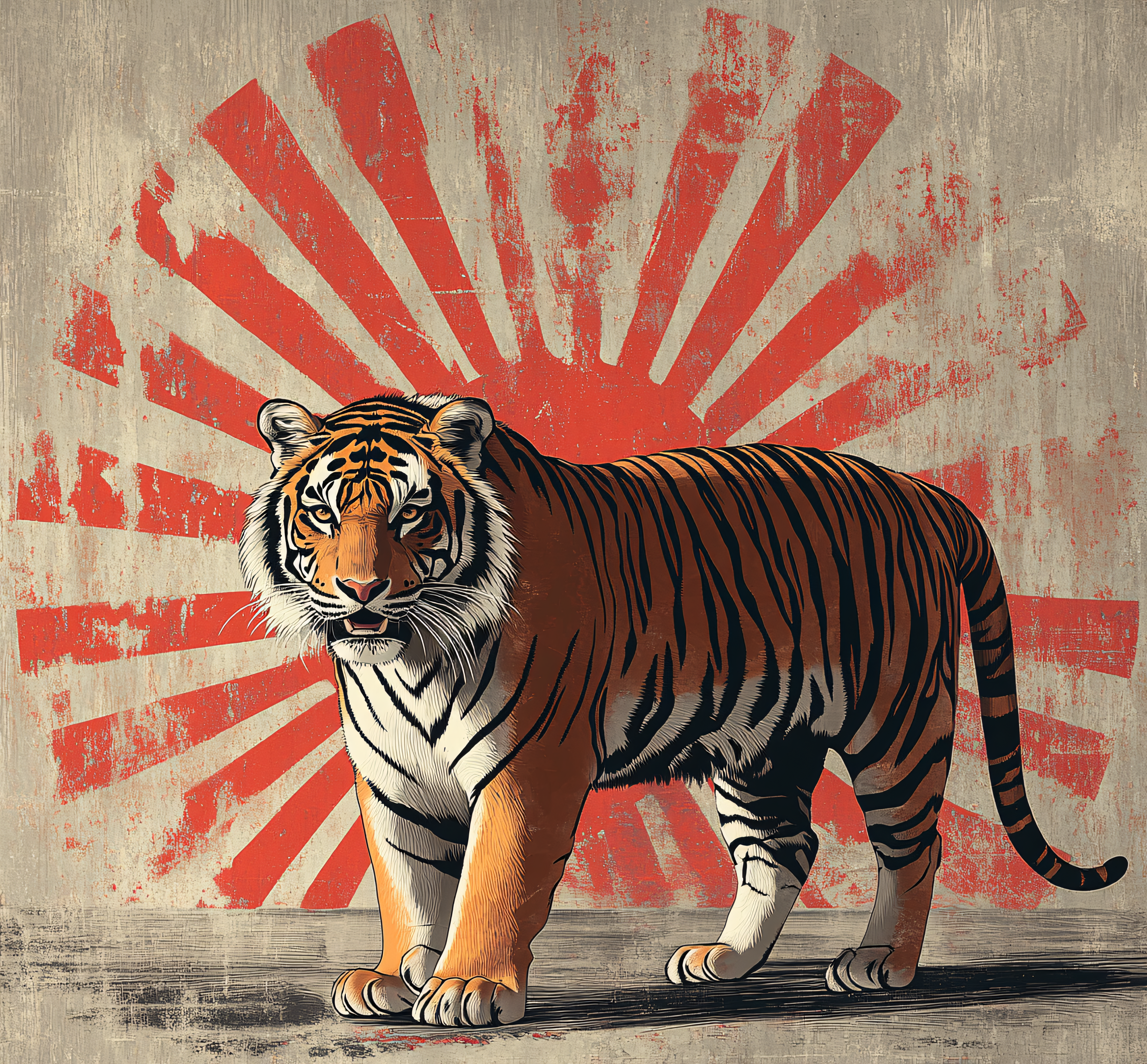 Majestic Tiger with Rising Sun