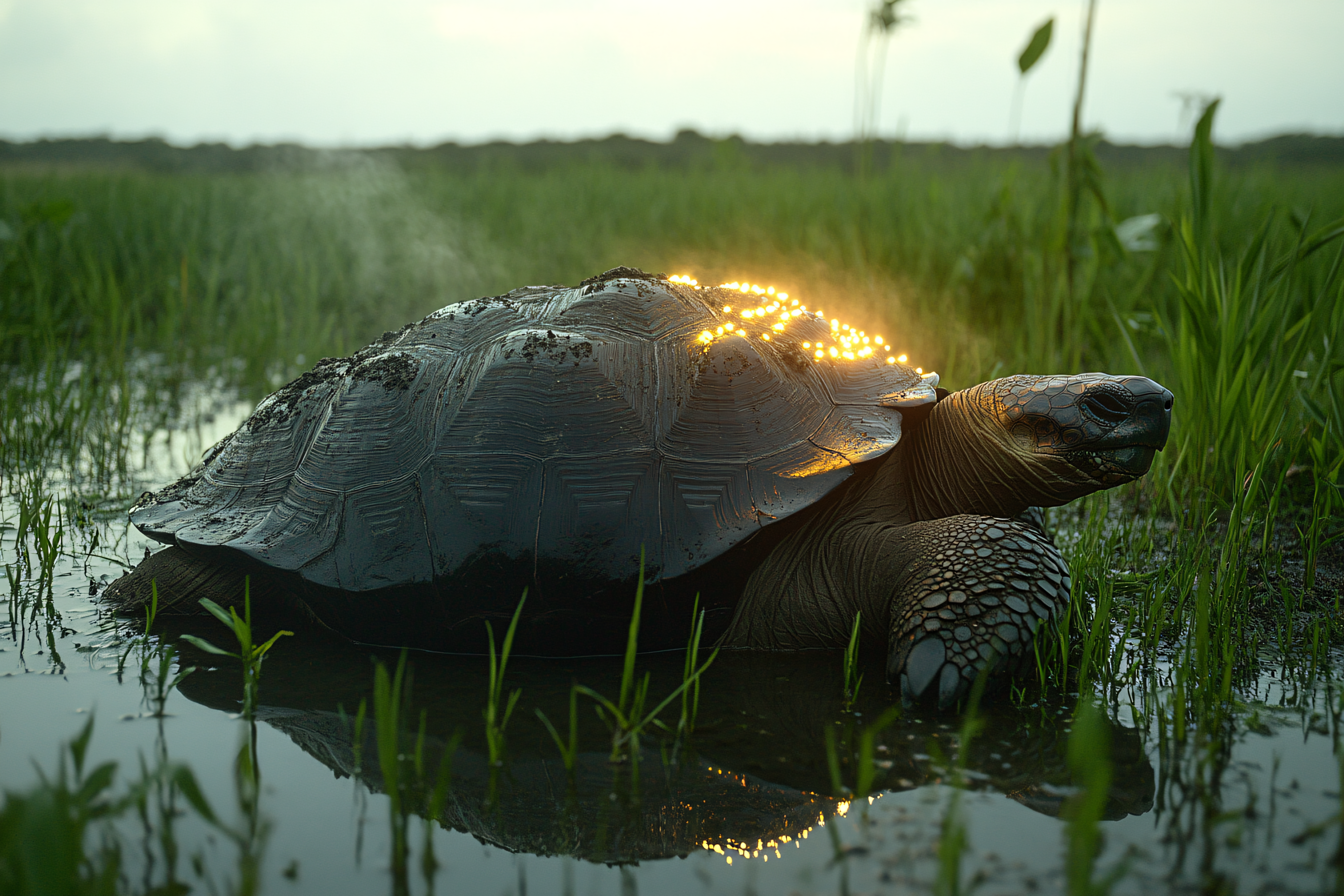 Majestic Tortoise in Marshland