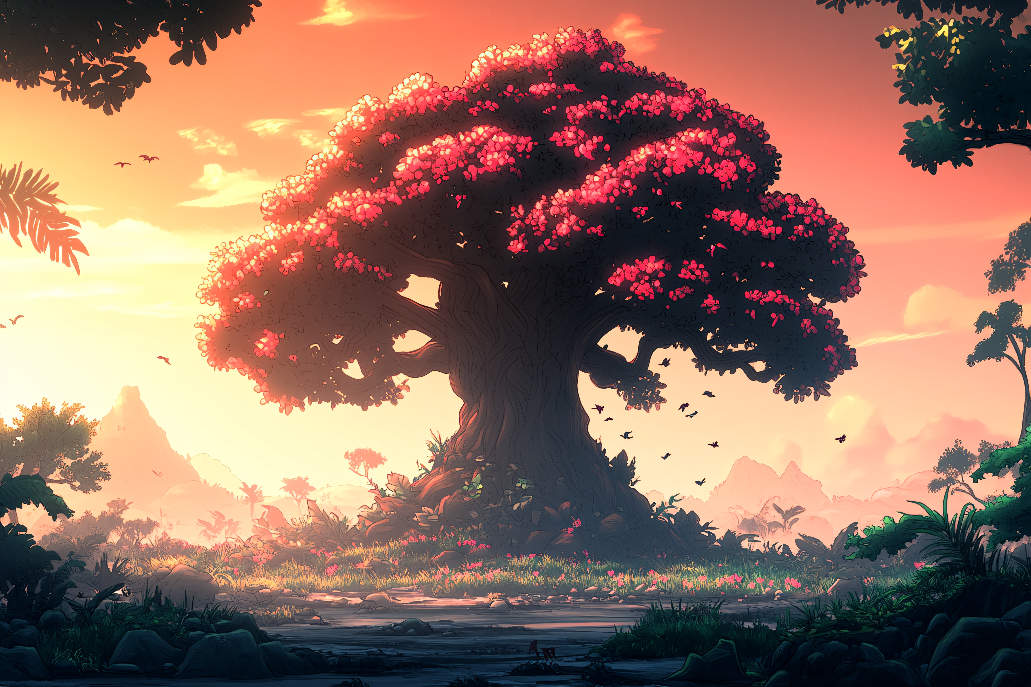 Majestic Tree At Sunset