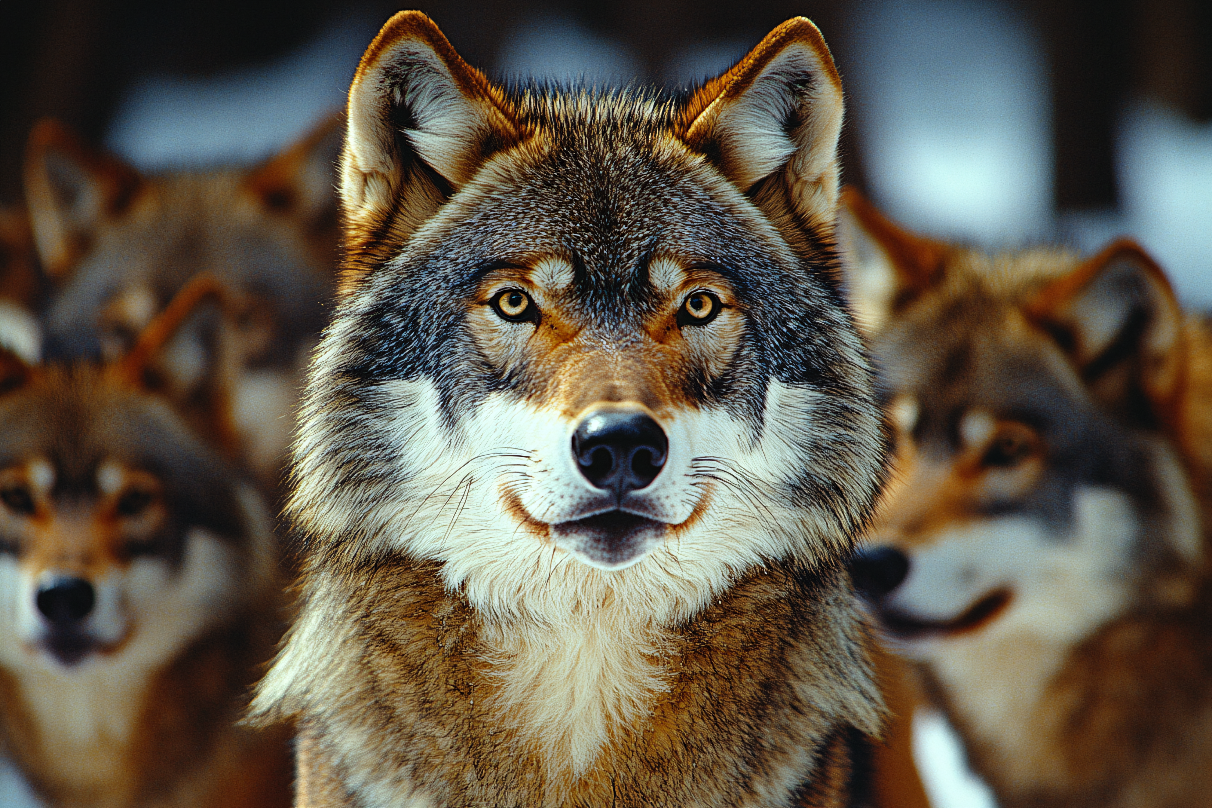 Majestic Wolf Pack Portrait