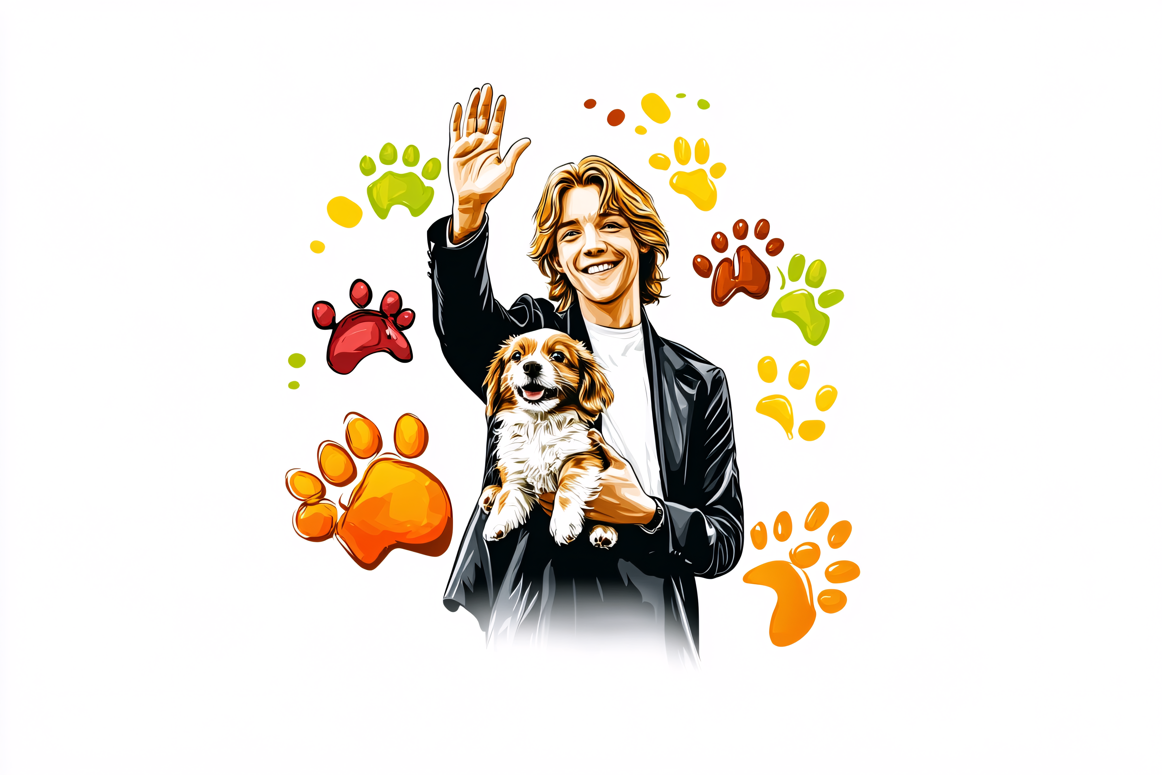 Man and Puppy Paw Prints