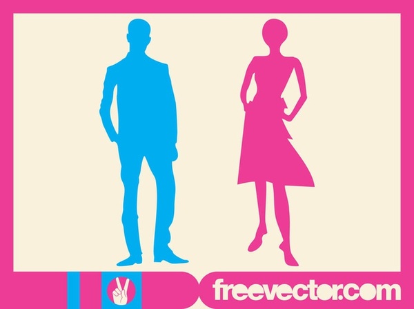 Man and Woman Silhouettes Free Vector