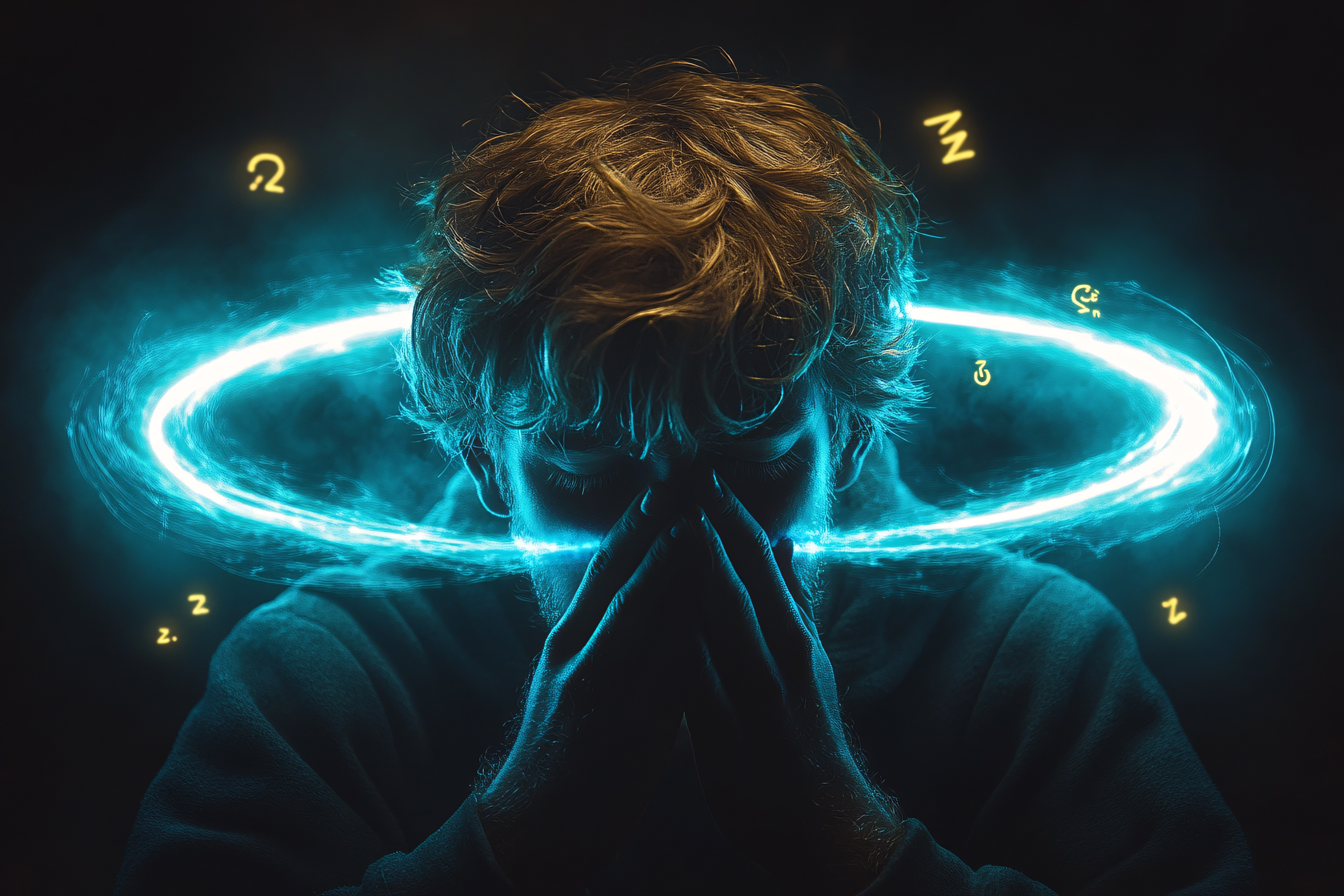 Man in Despair with Aura