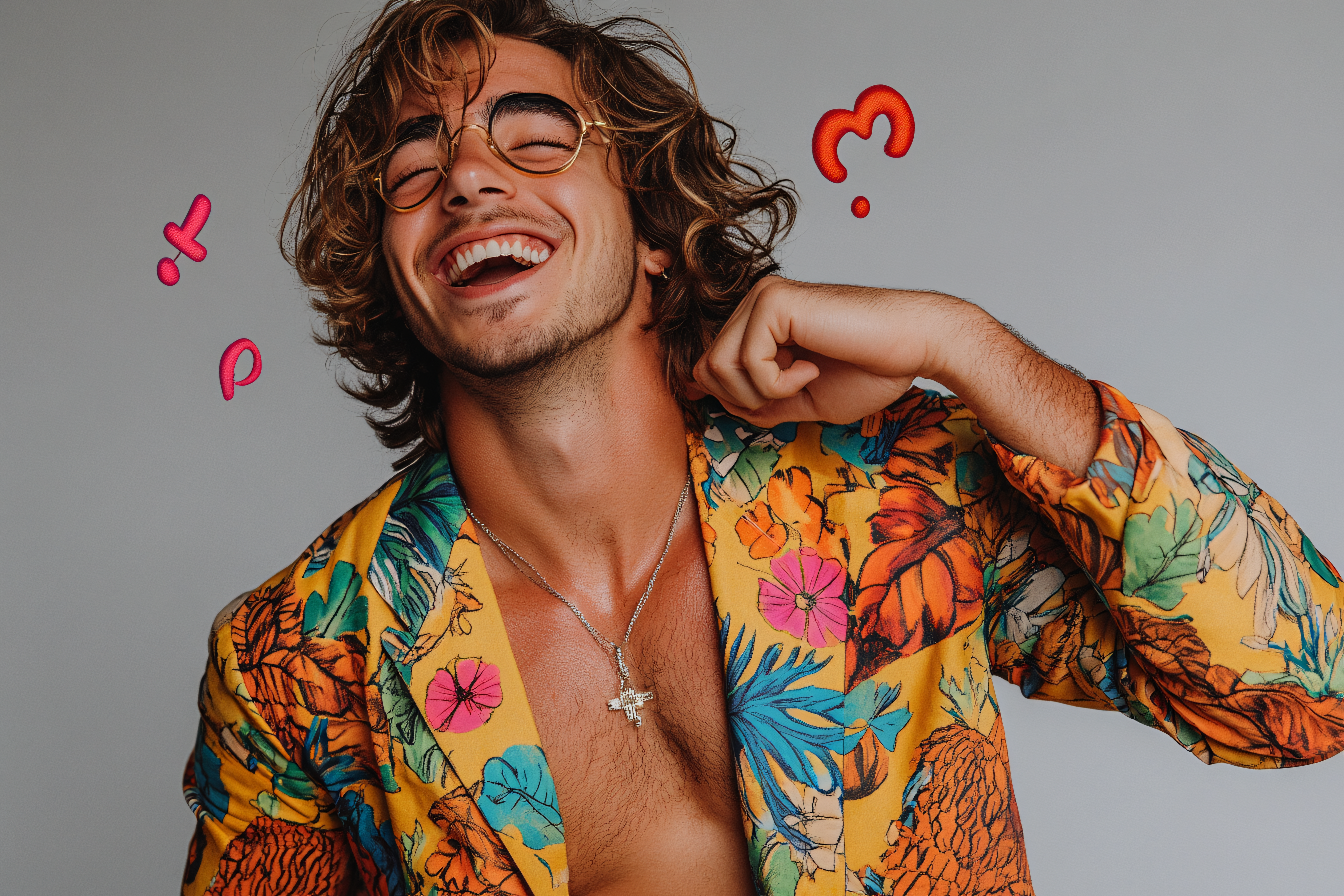 Man In Floral Blazer Laughing