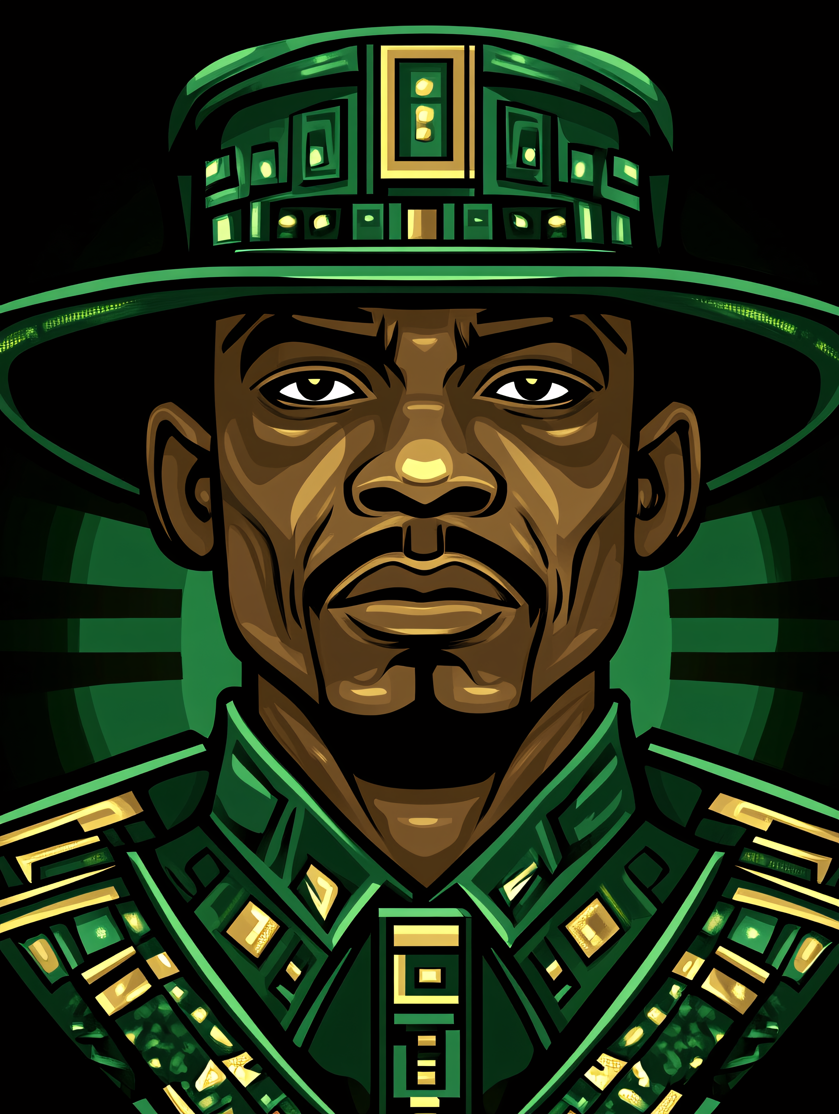 Man In Green Hat Portrait