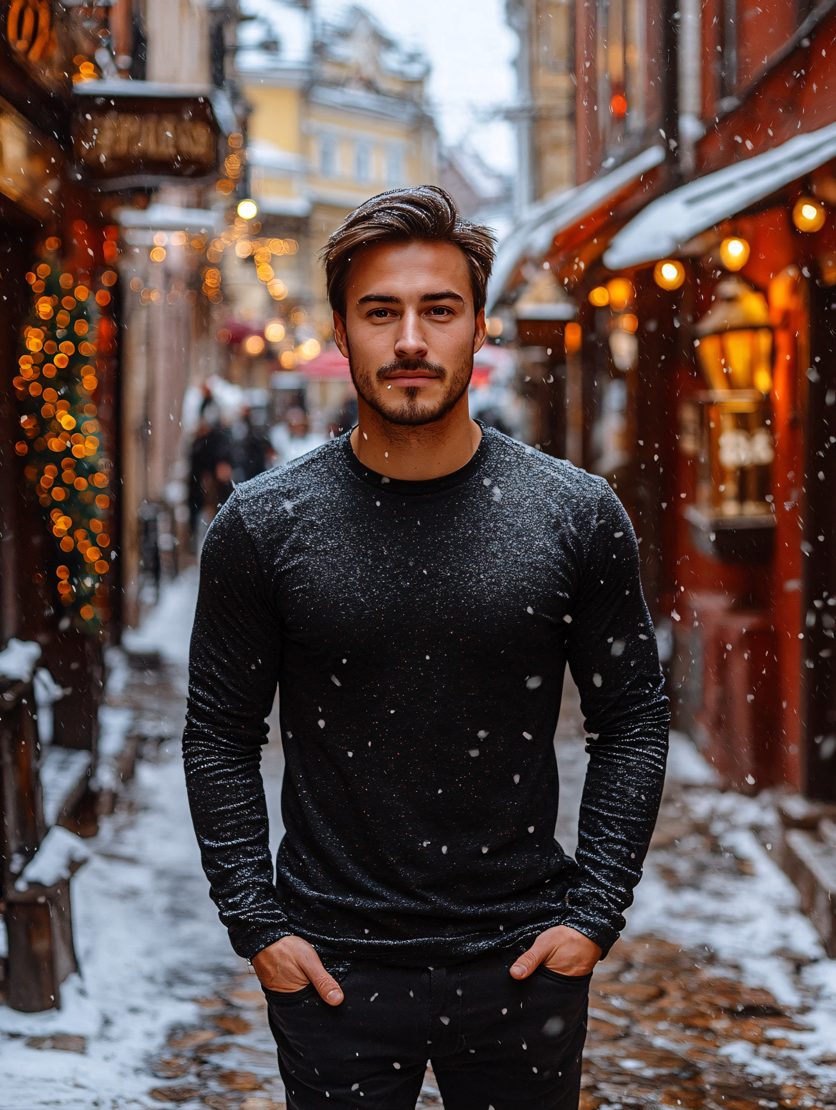 Man In Snowy Street