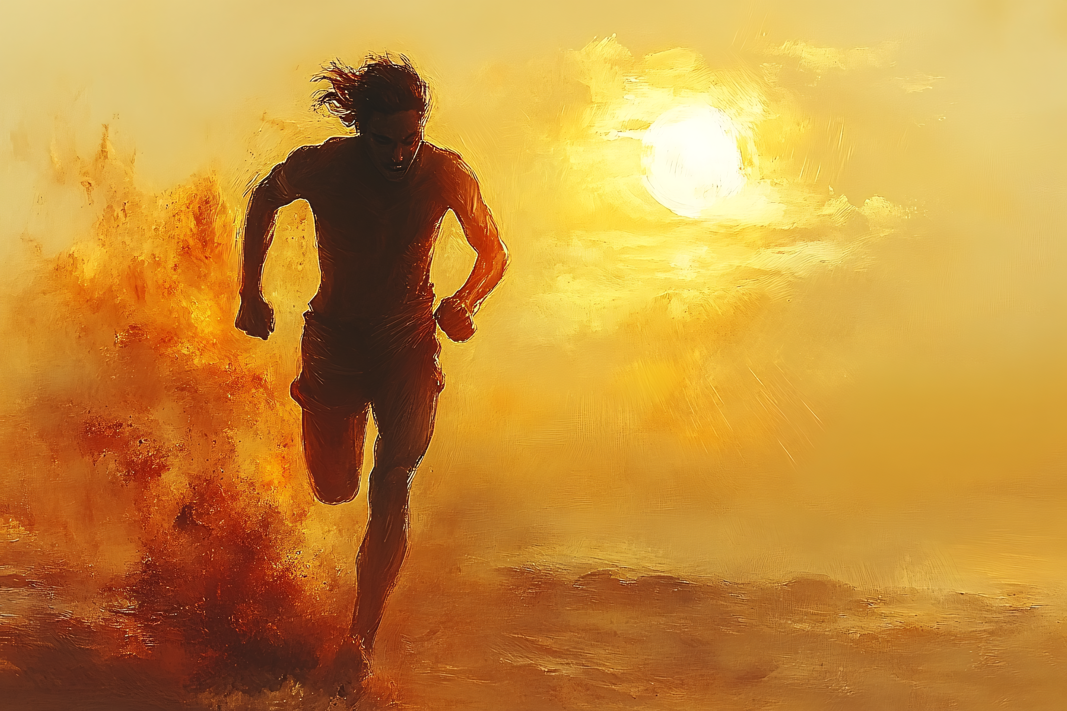 Man Running Towards Sunlight