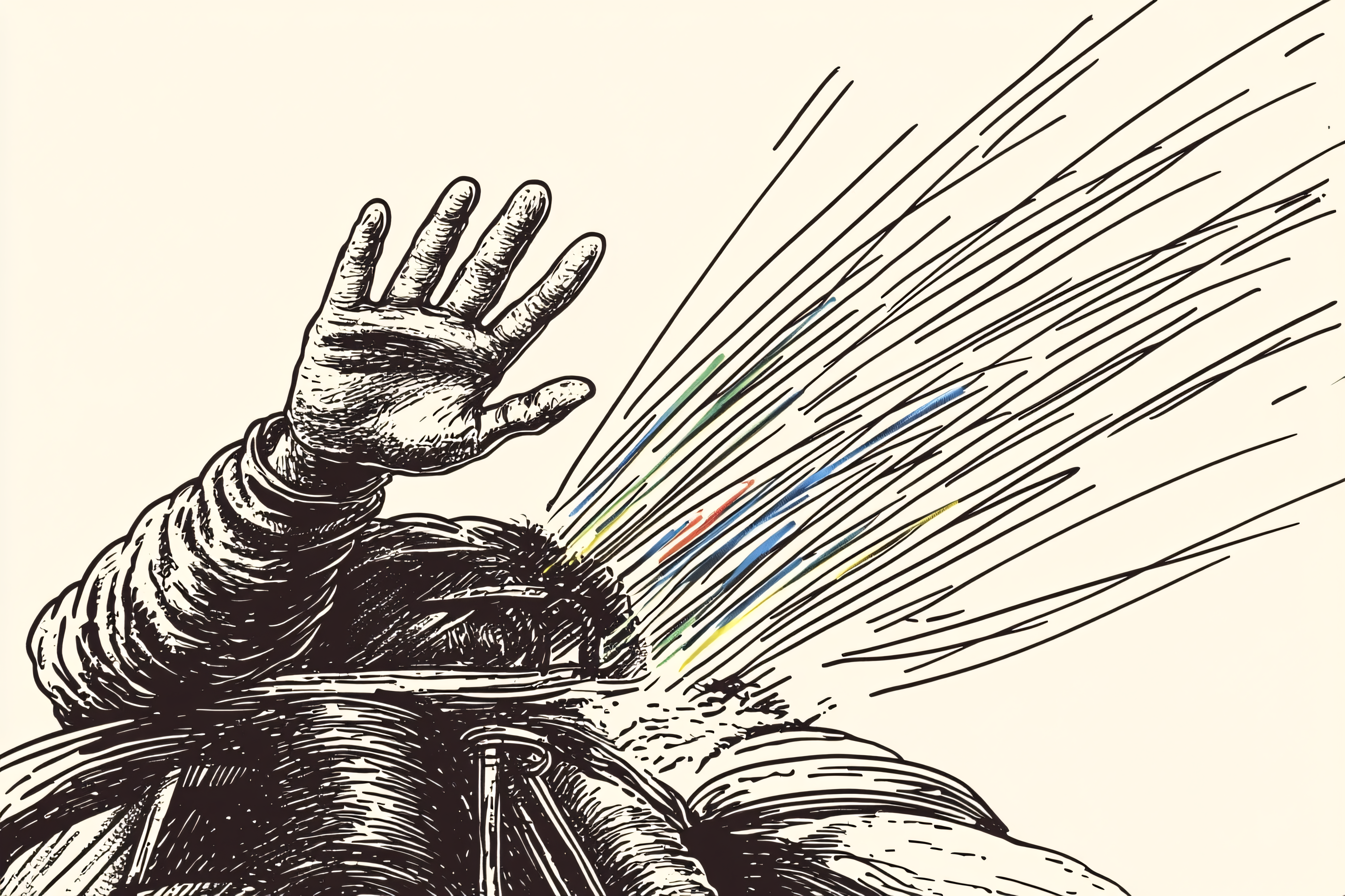Man Shielding Eyes From Burst of Light