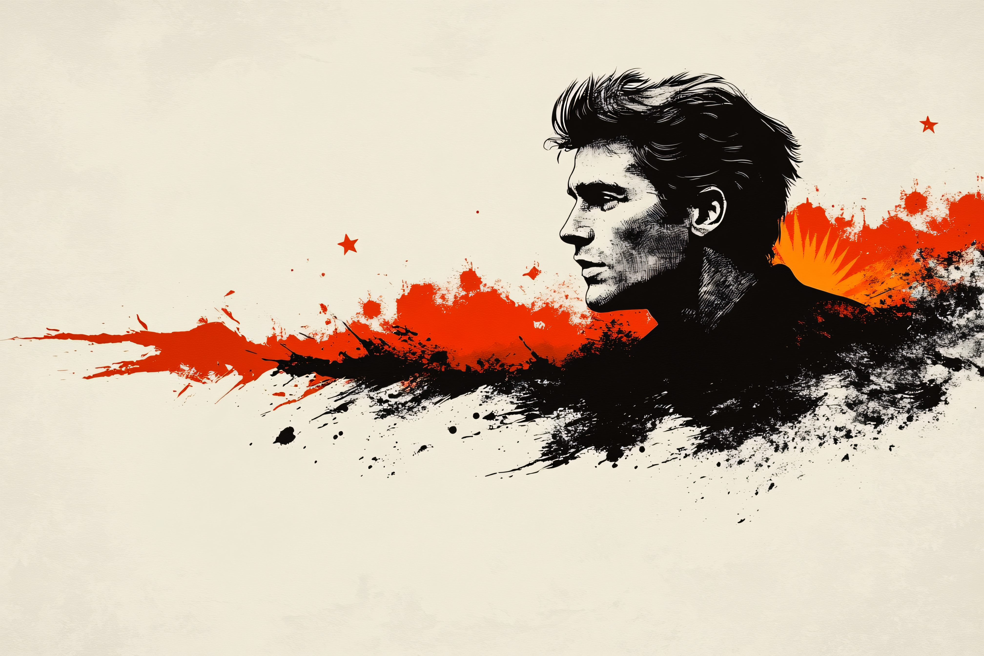 Man Silhouette with Grunge Splatter