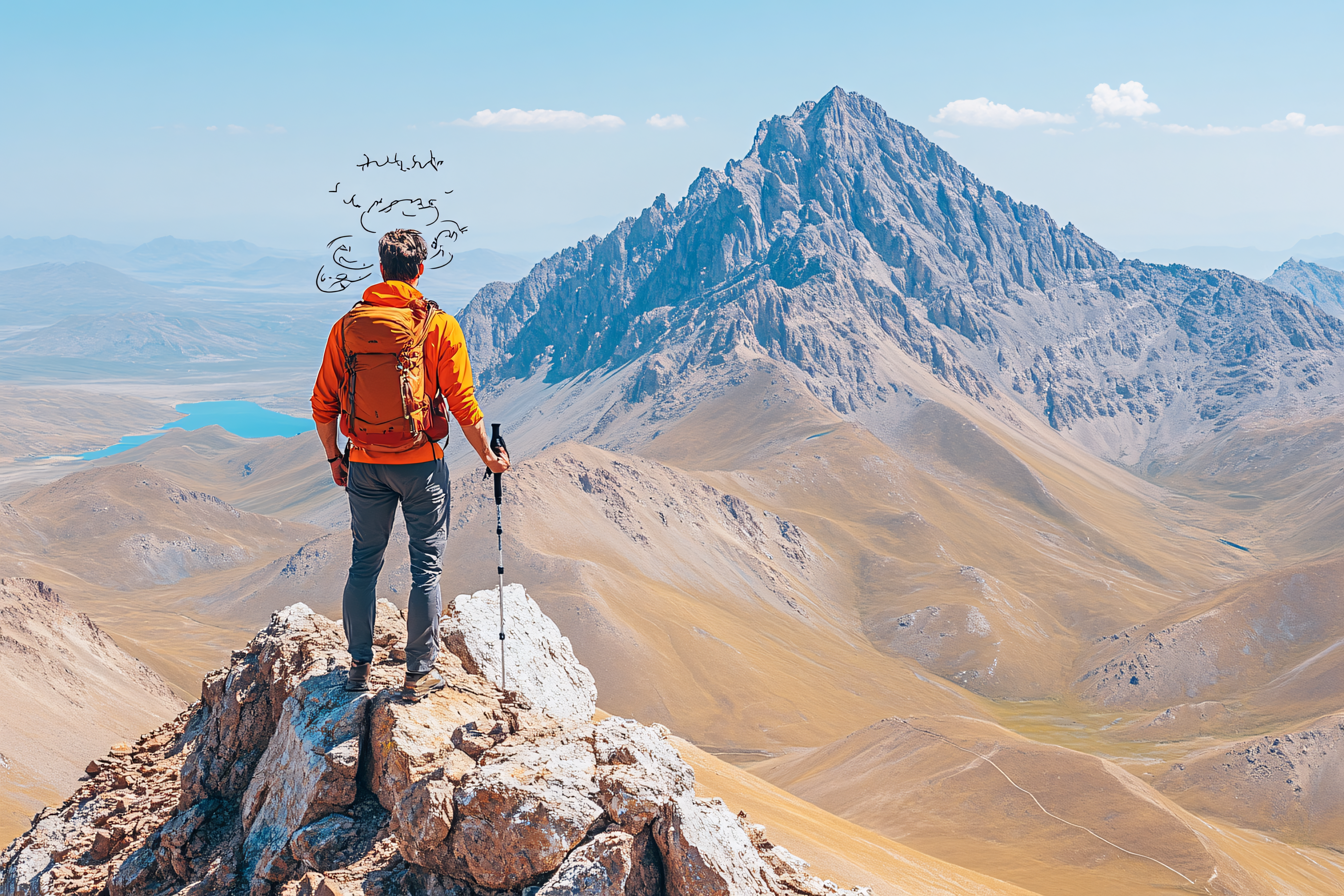 Man Standing On Mountain Peak