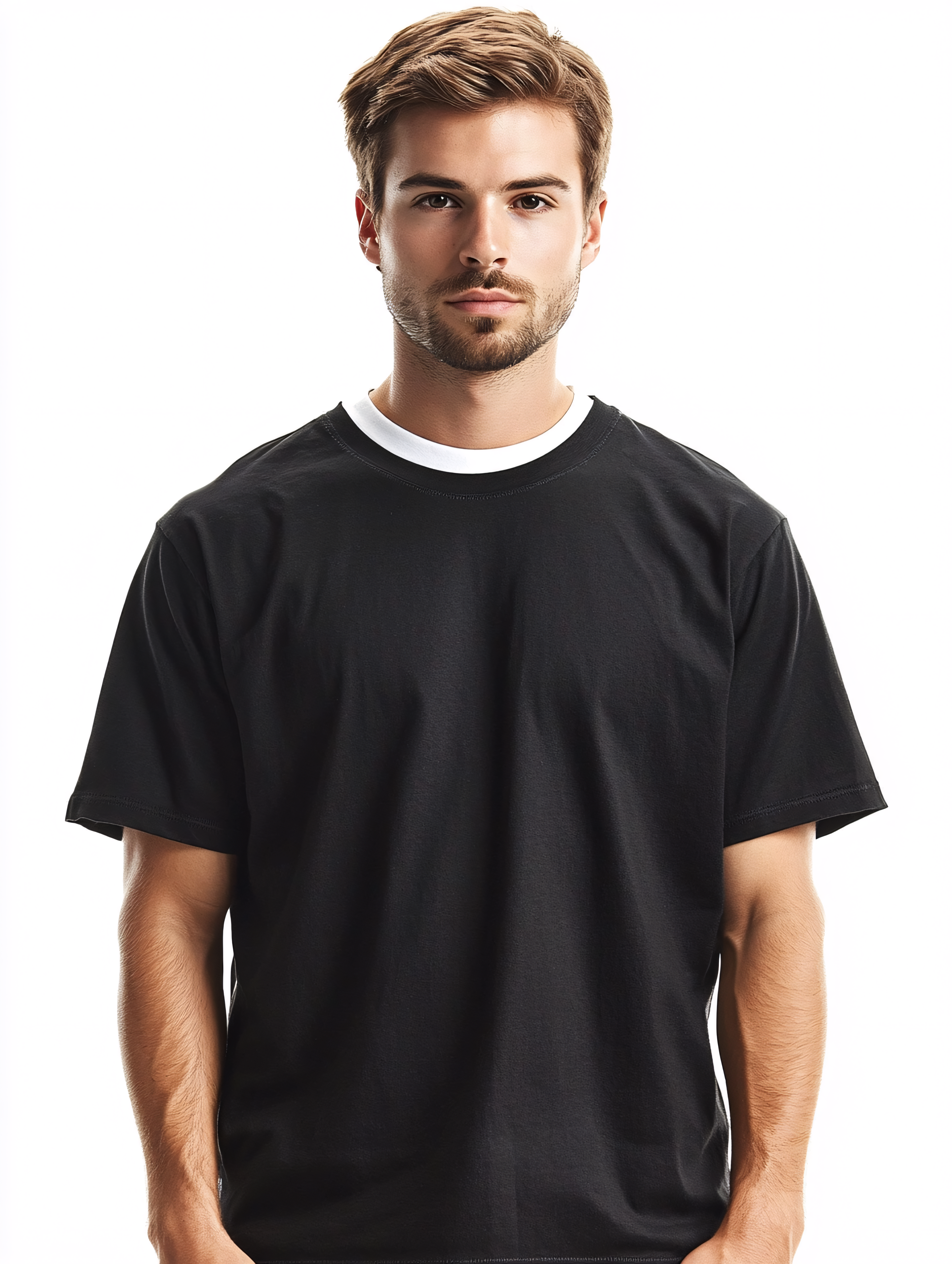 Man Wearing Black T-Shirt
