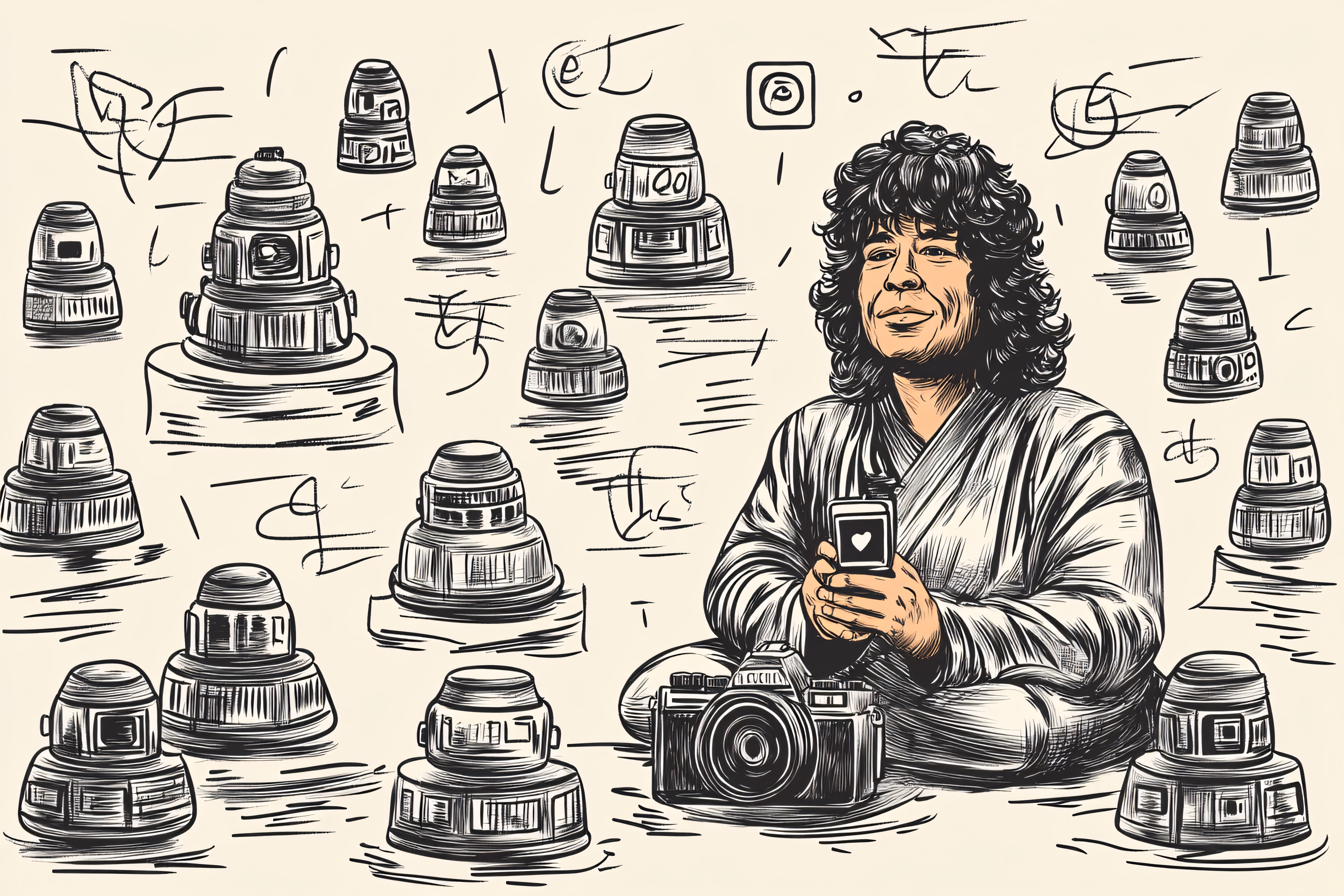 Man with Camera and Geometric Forms