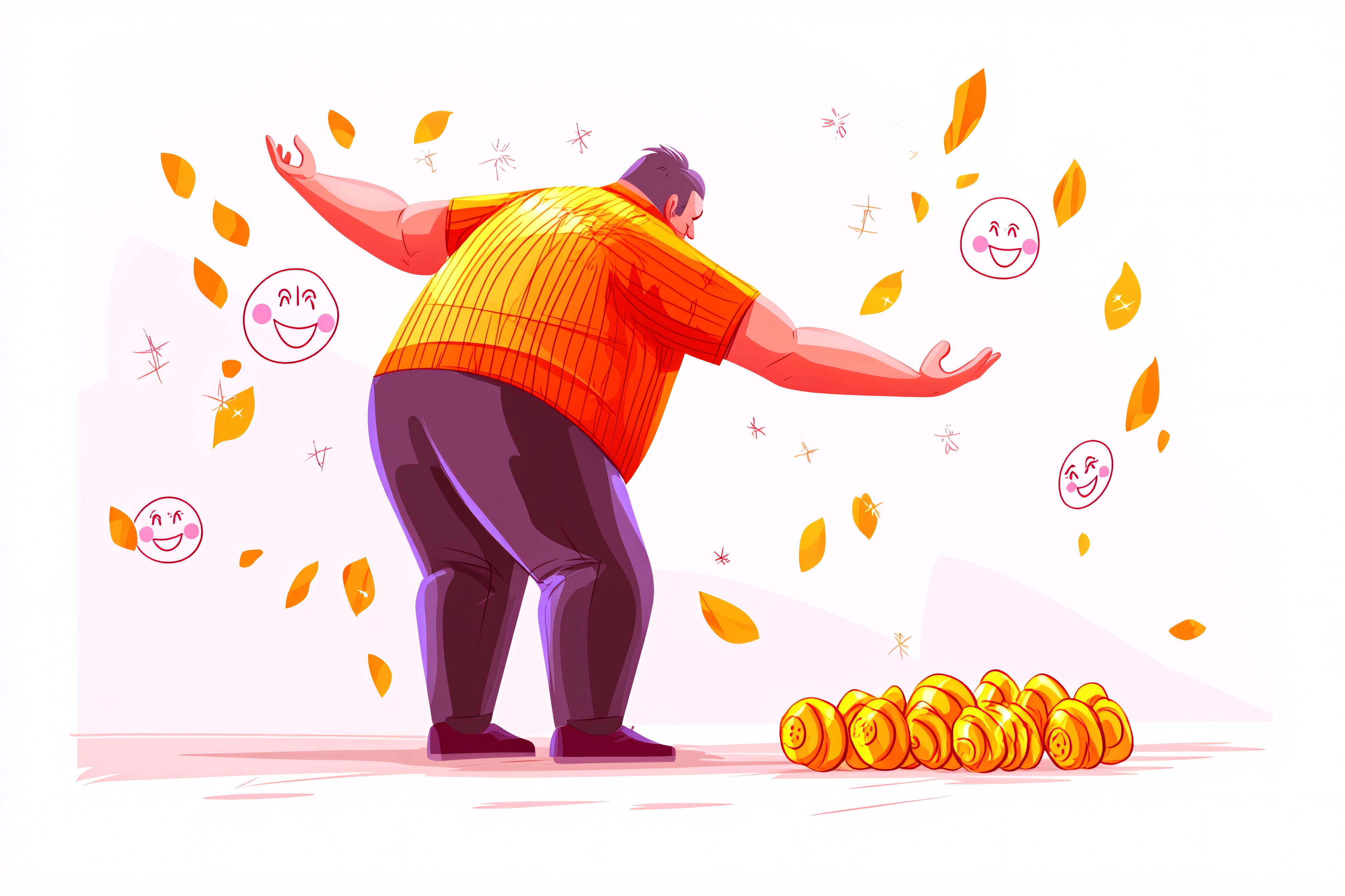 Man with Coins and Emoji