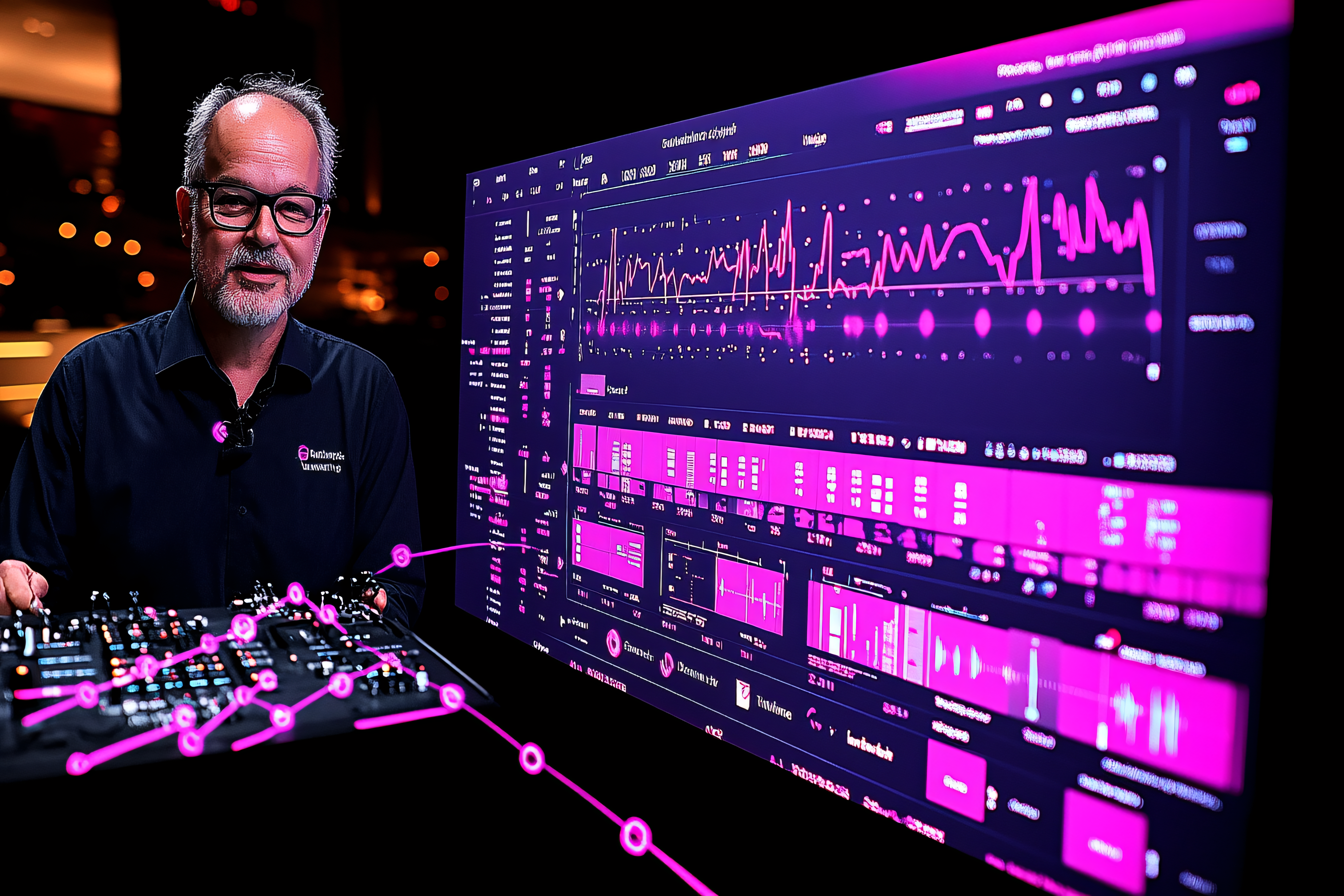 Man with Digital Audio Workstation and Software