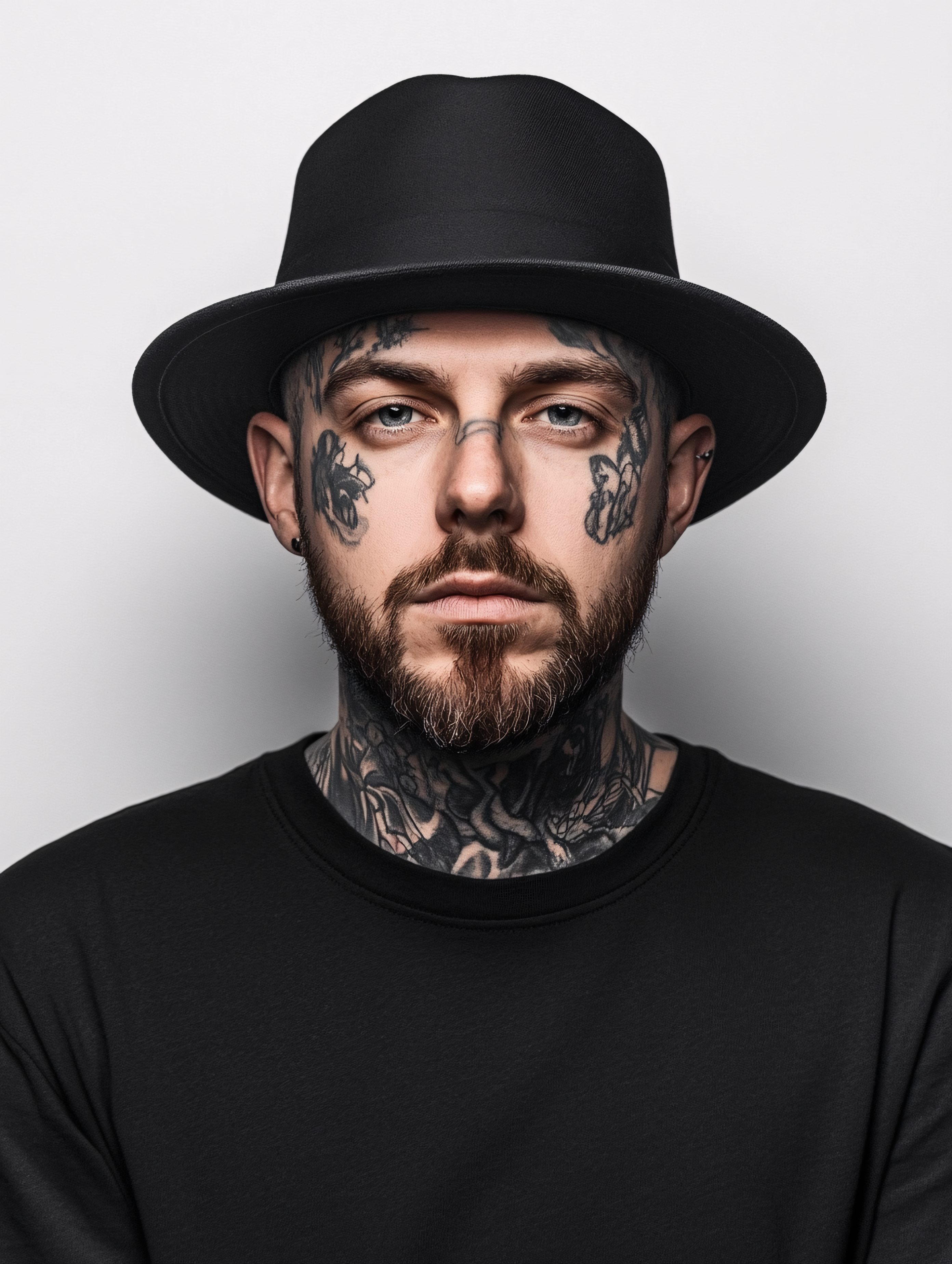 Man With Face Tattoo Wearing Hat