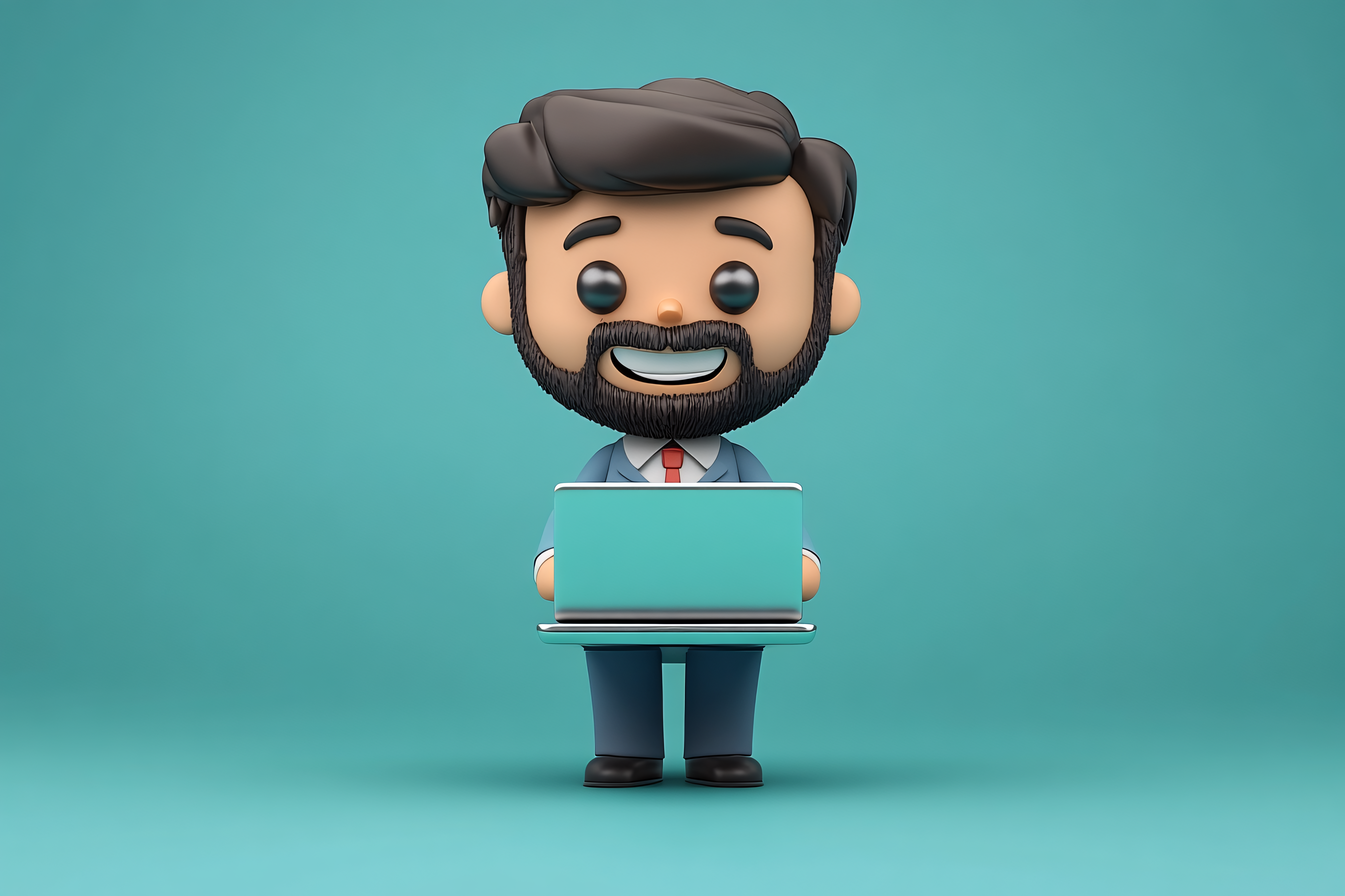 Man With Laptop 3D Cartoon
