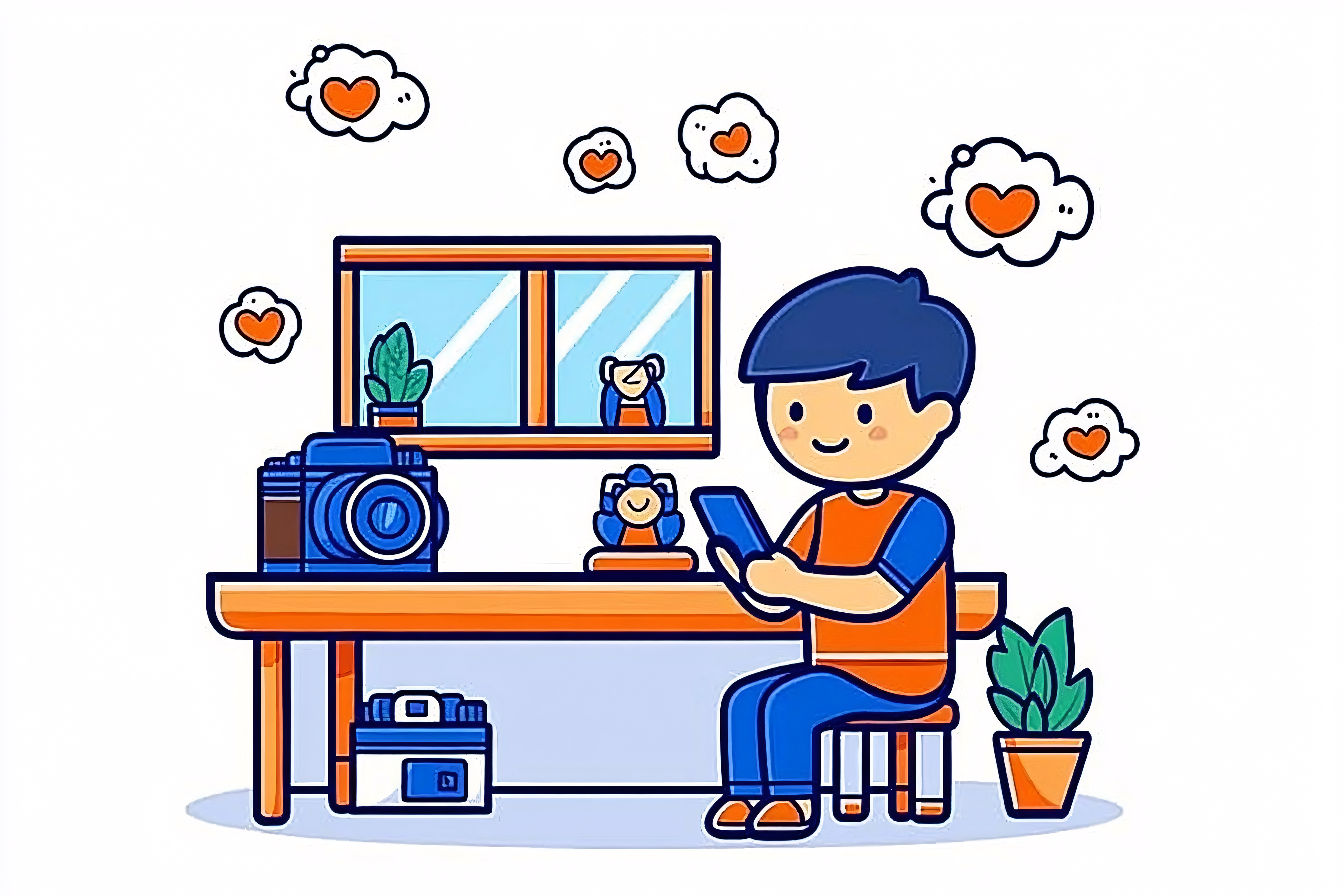 Man with Smartphone Illustration
