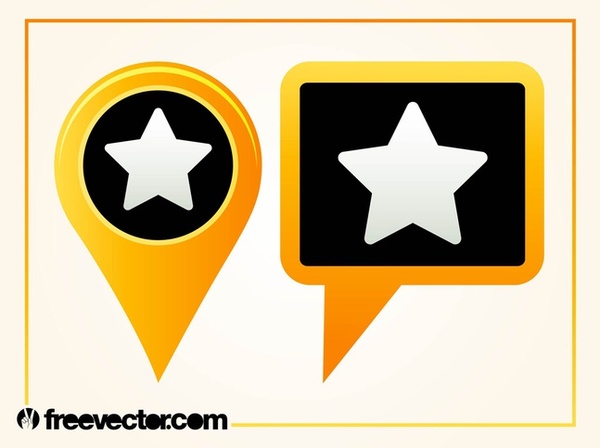 Map Pointers With Star Free Vector