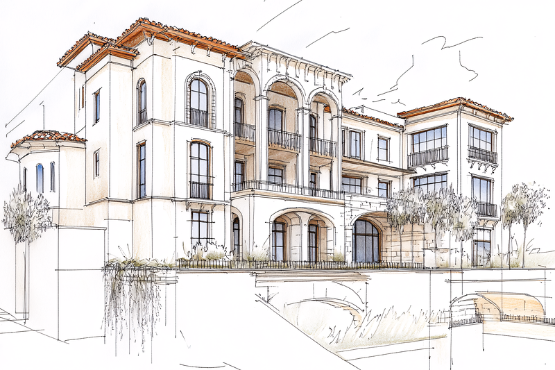 Mediterranean Villa Sketch