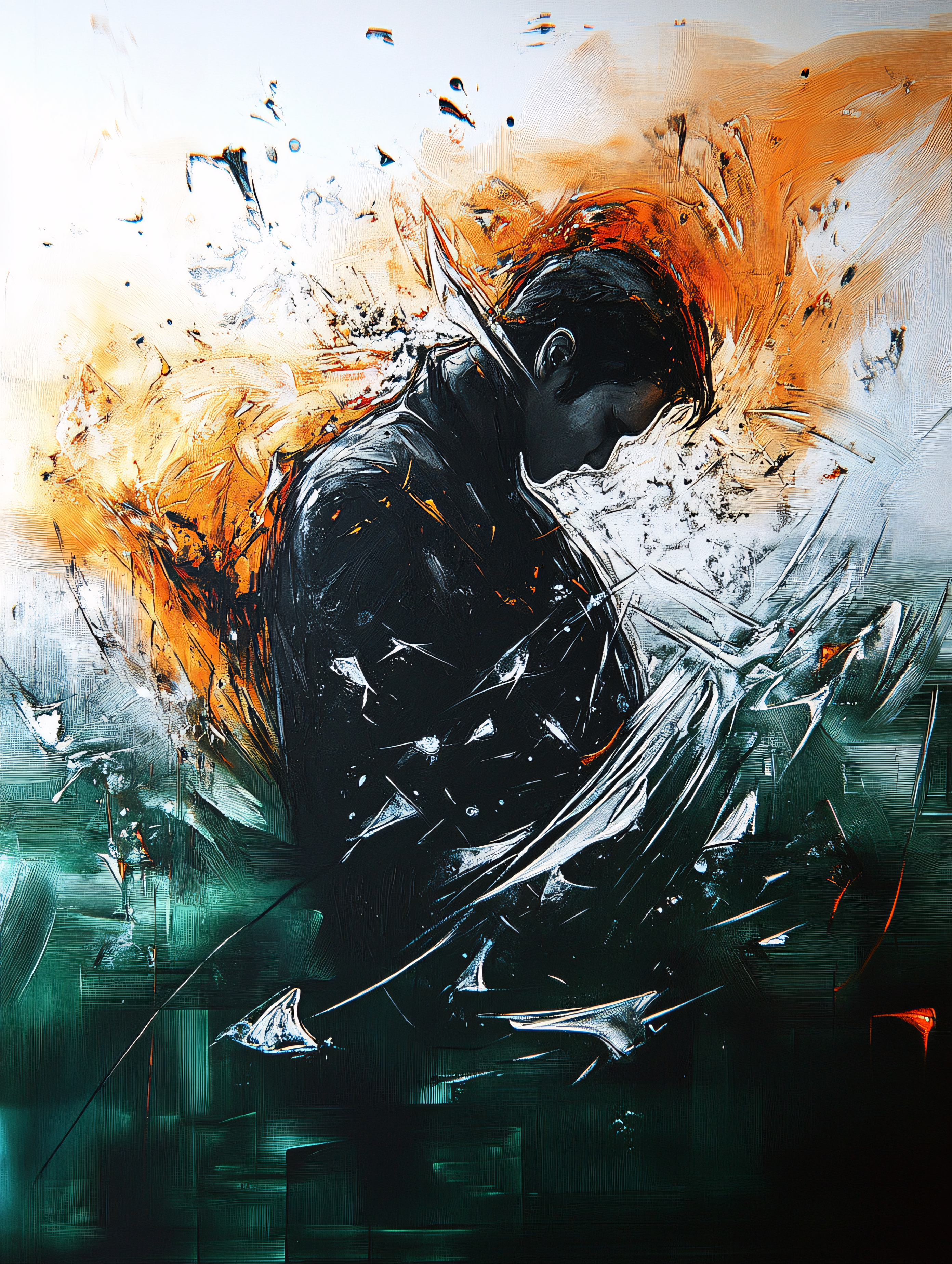 Melancholy Figure in Abstract Style