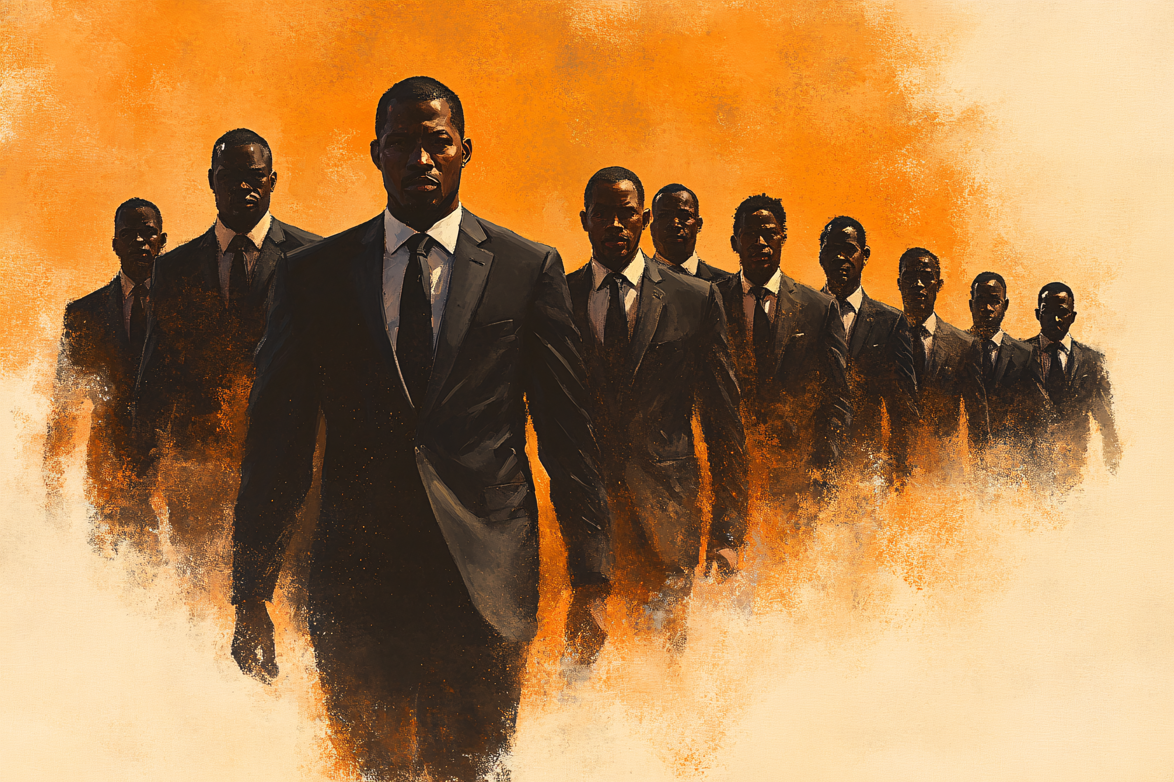 Men in Suits Walking Forward